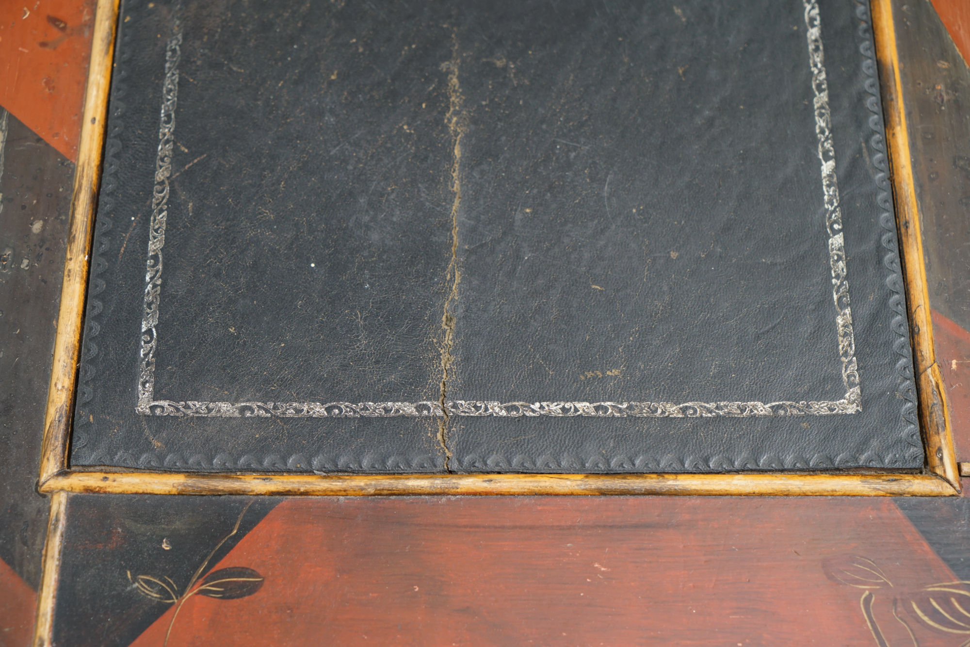 Asian Inspired Painted Wood Student Desk and Side Table, 20th Century