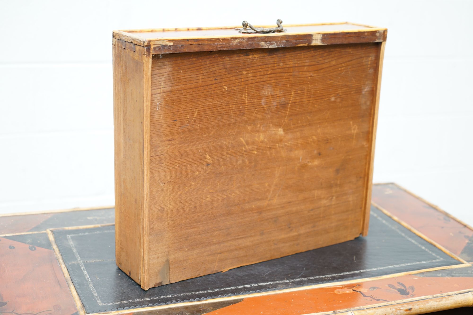 Asian Inspired Painted Wood Student Desk and Side Table, 20th Century