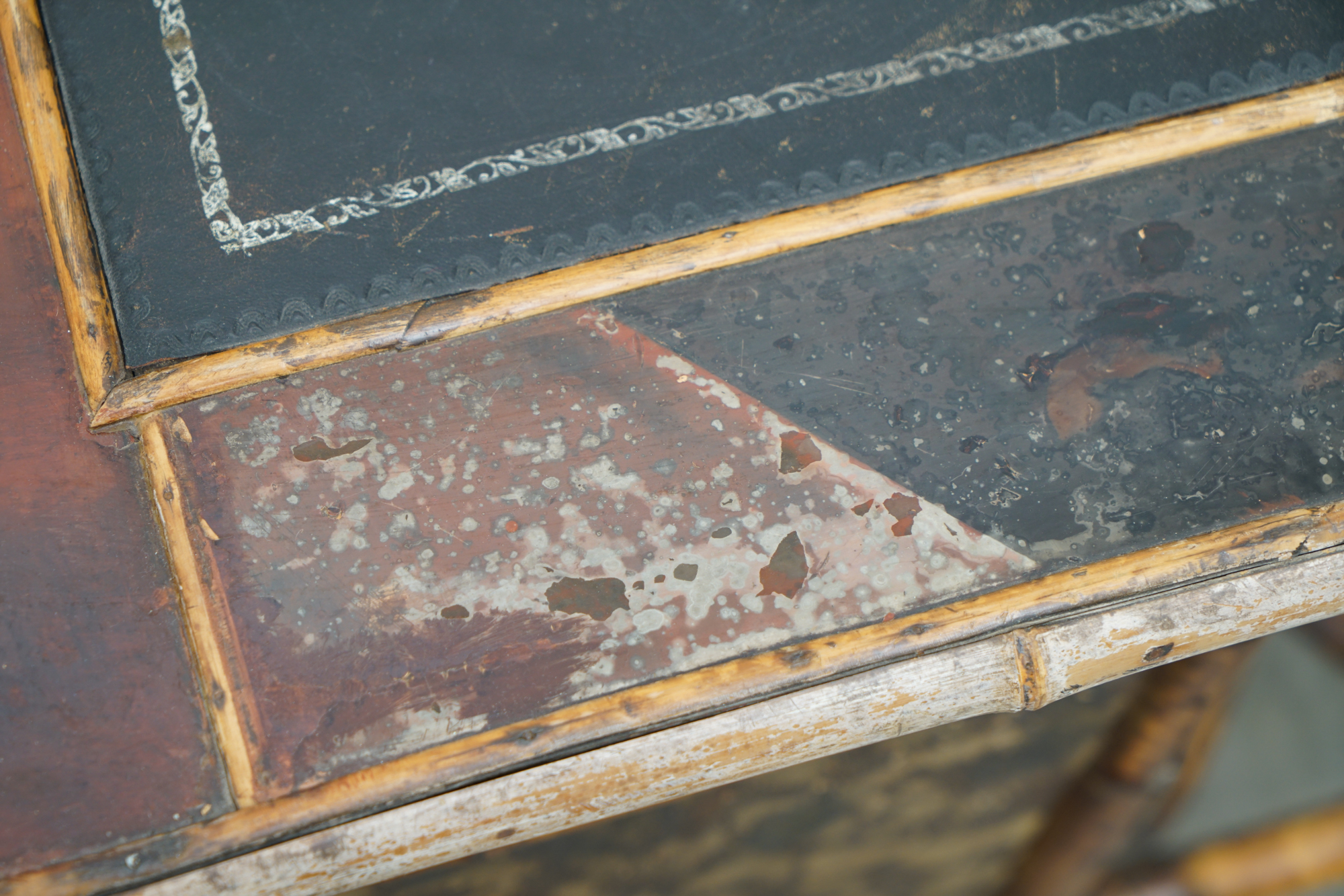 Asian Inspired Painted Wood Student Desk and Side Table, 20th Century