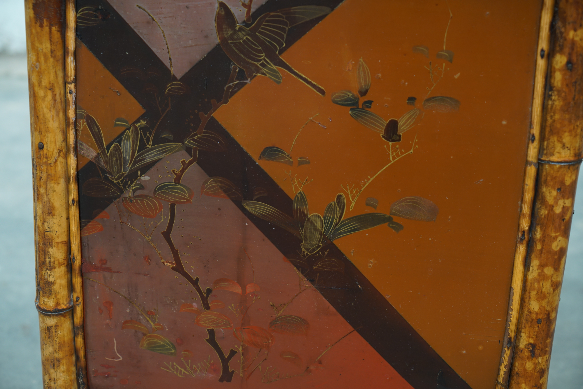 Asian Inspired Painted Wood Student Desk and Side Table, 20th Century