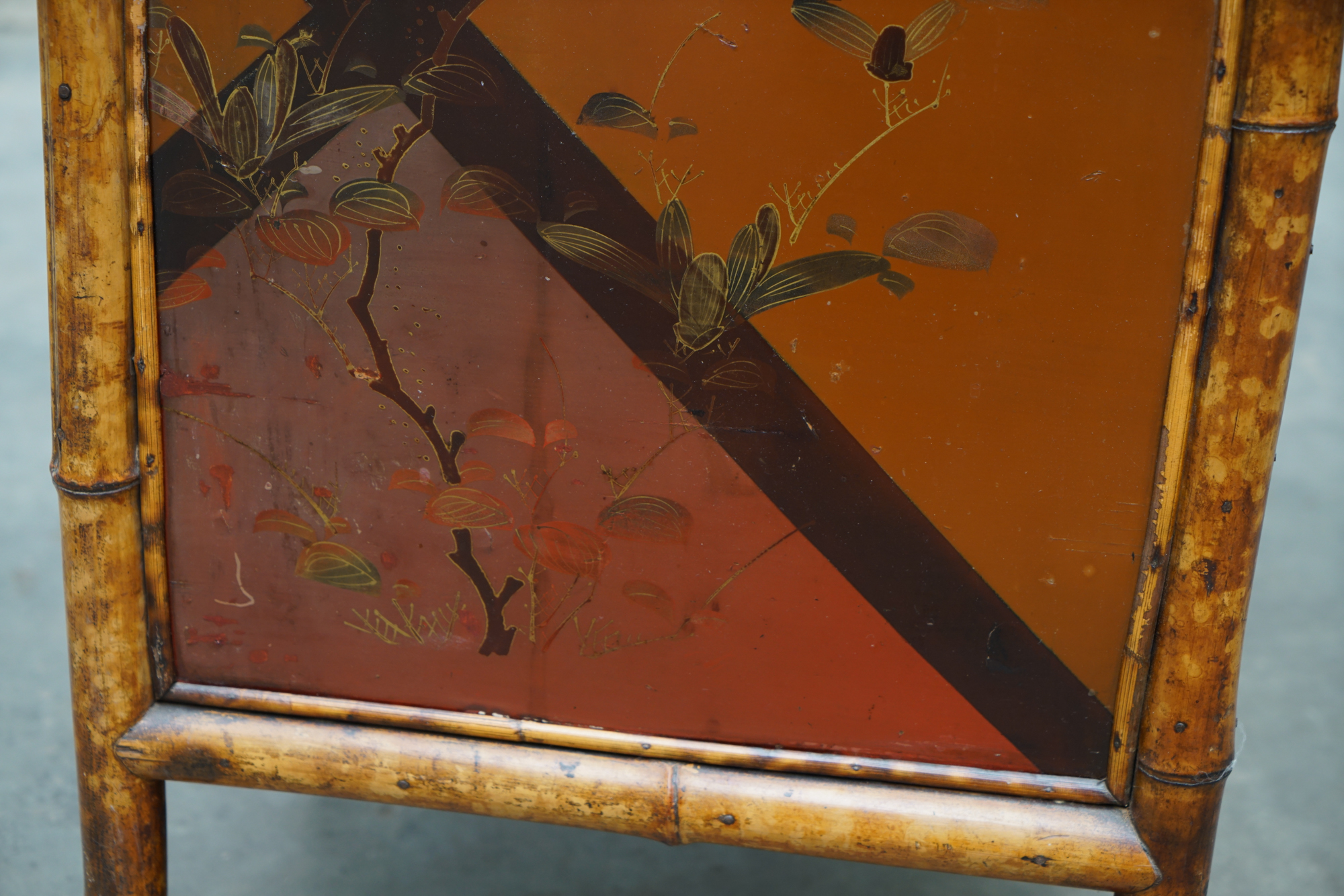 Asian Inspired Painted Wood Student Desk and Side Table, 20th Century