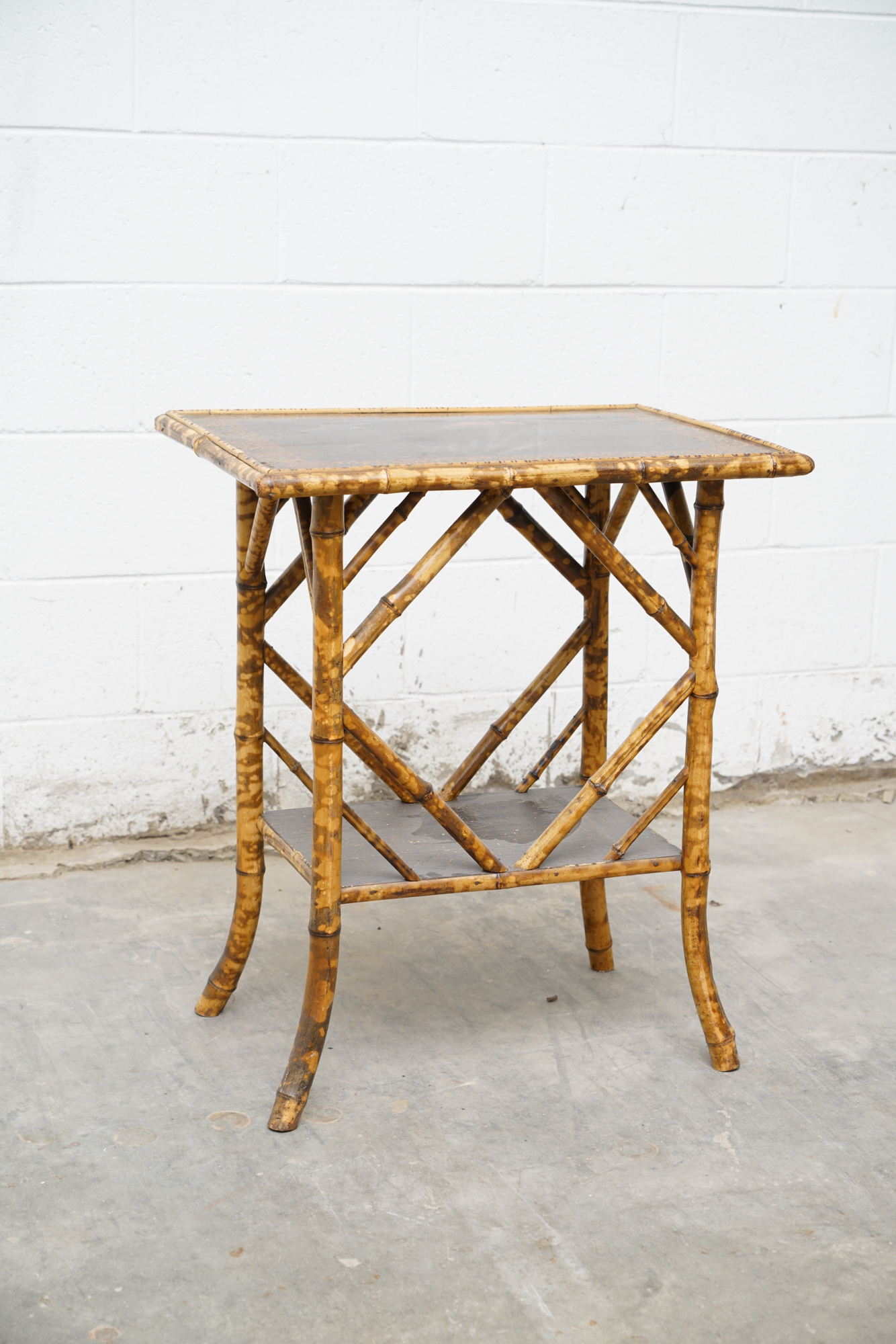 Asian Inspired Painted Wood Student Desk and Side Table, 20th Century