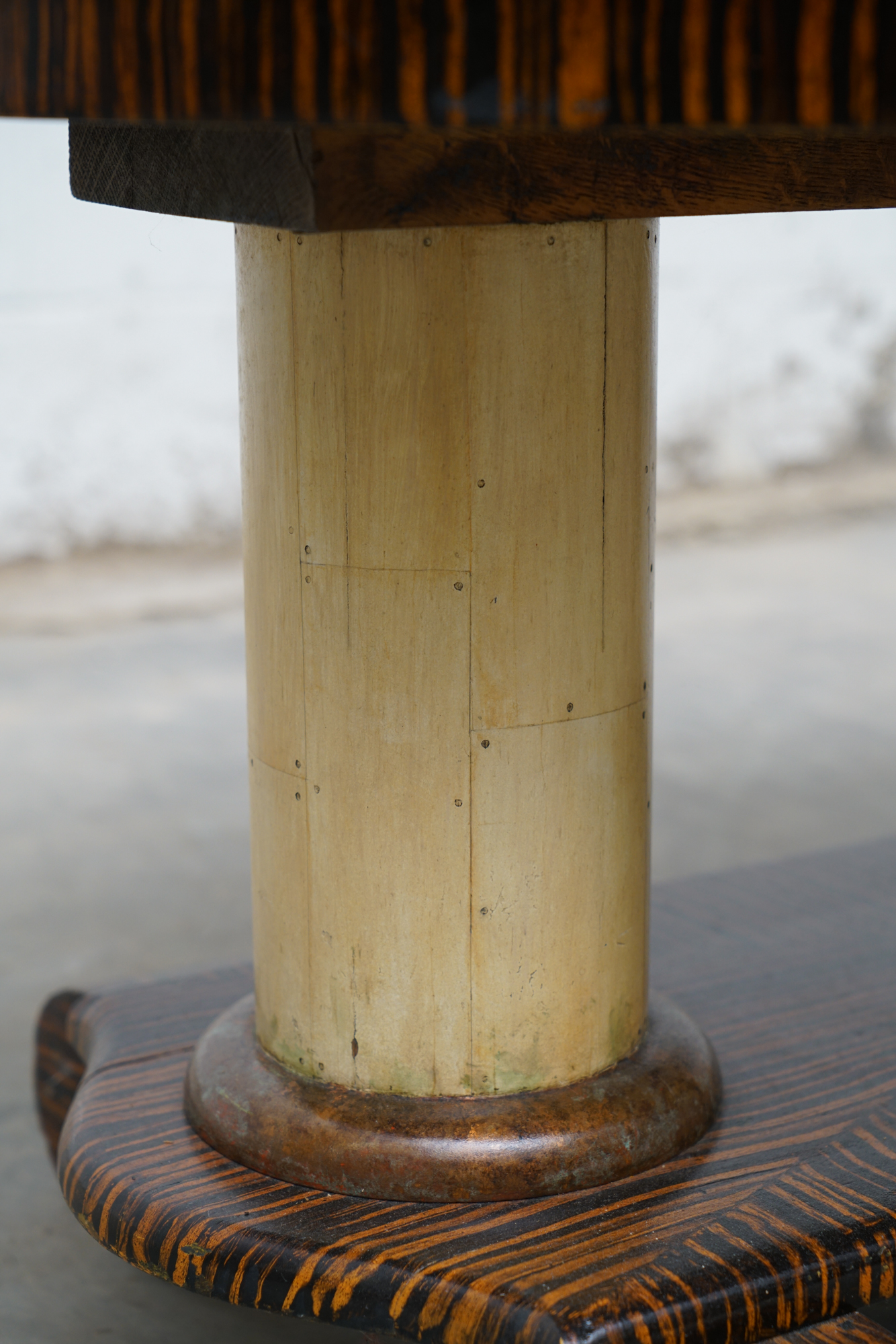 Art Deco Style Painted-Calamander & White Marble Coffee Table by Wolverine Mfg.