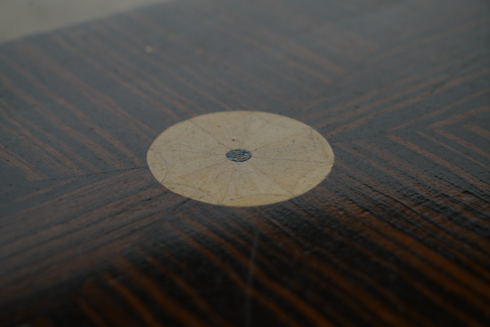 Art Deco Style Painted-Calamander & White Marble Coffee Table by Wolverine Mfg.