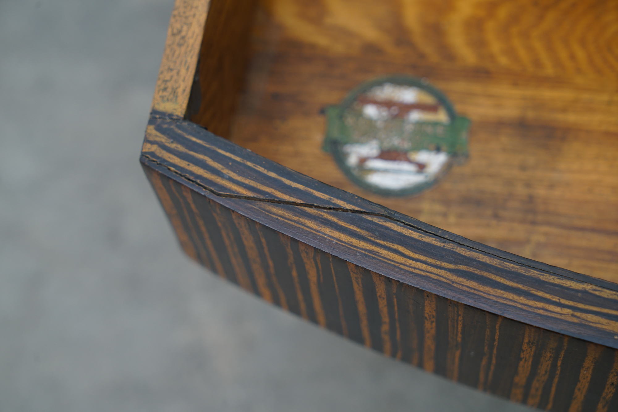 Art Deco Style Painted-Calamander & White Marble Coffee Table by Wolverine Mfg.