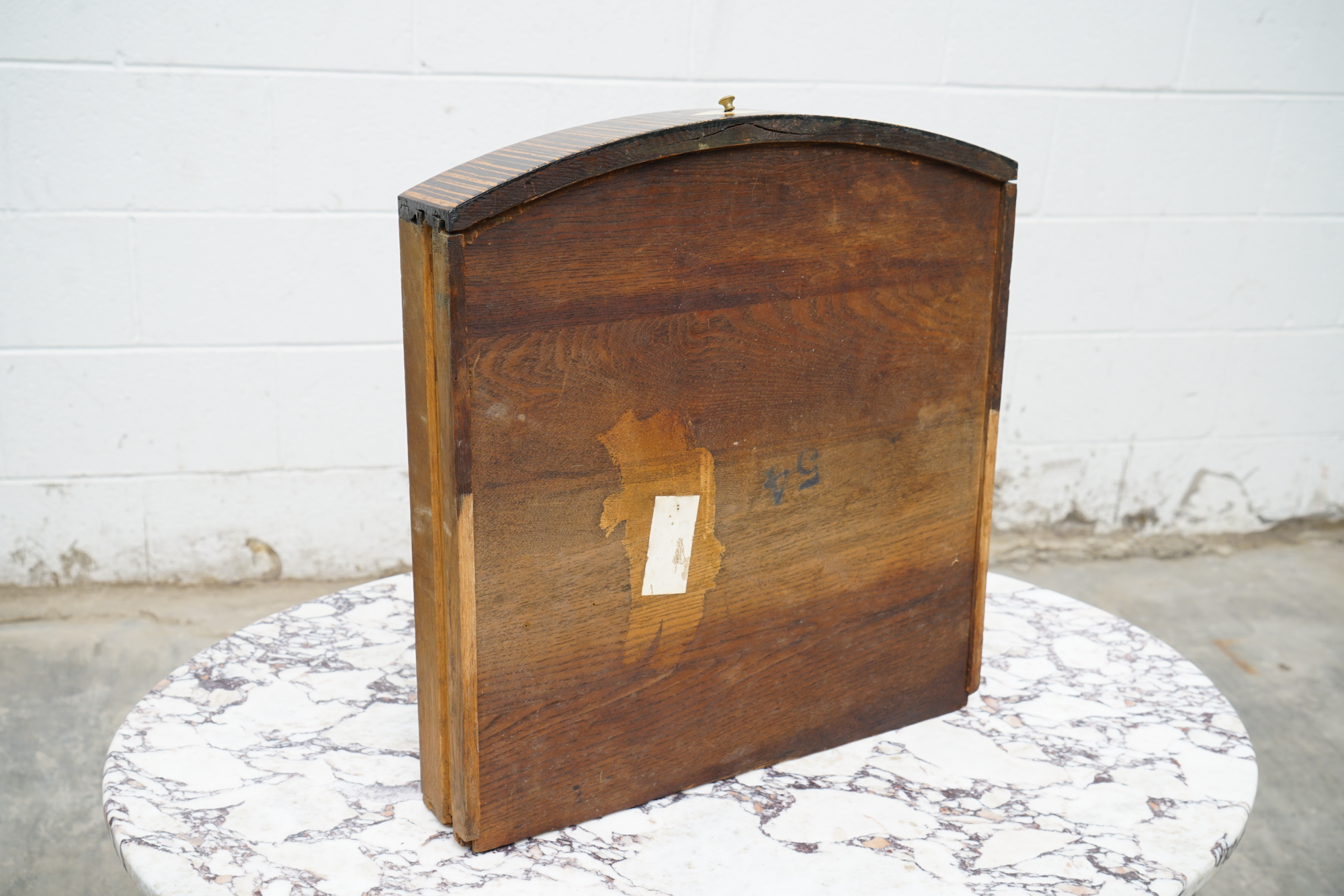 Art Deco Style Painted-Calamander & White Marble Coffee Table by Wolverine Mfg.