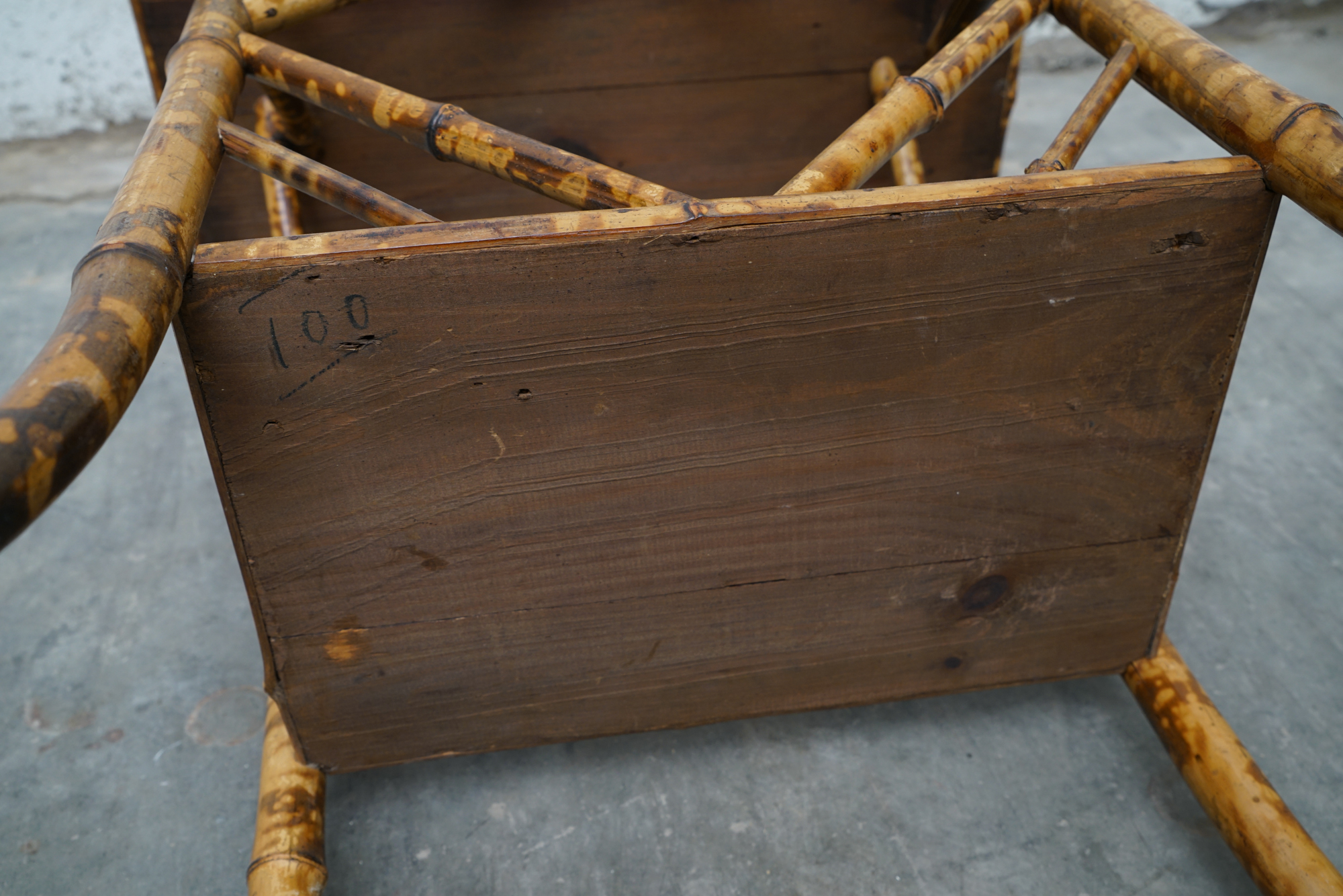 Asian Inspired Painted Wood Student Desk and Side Table, 20th Century