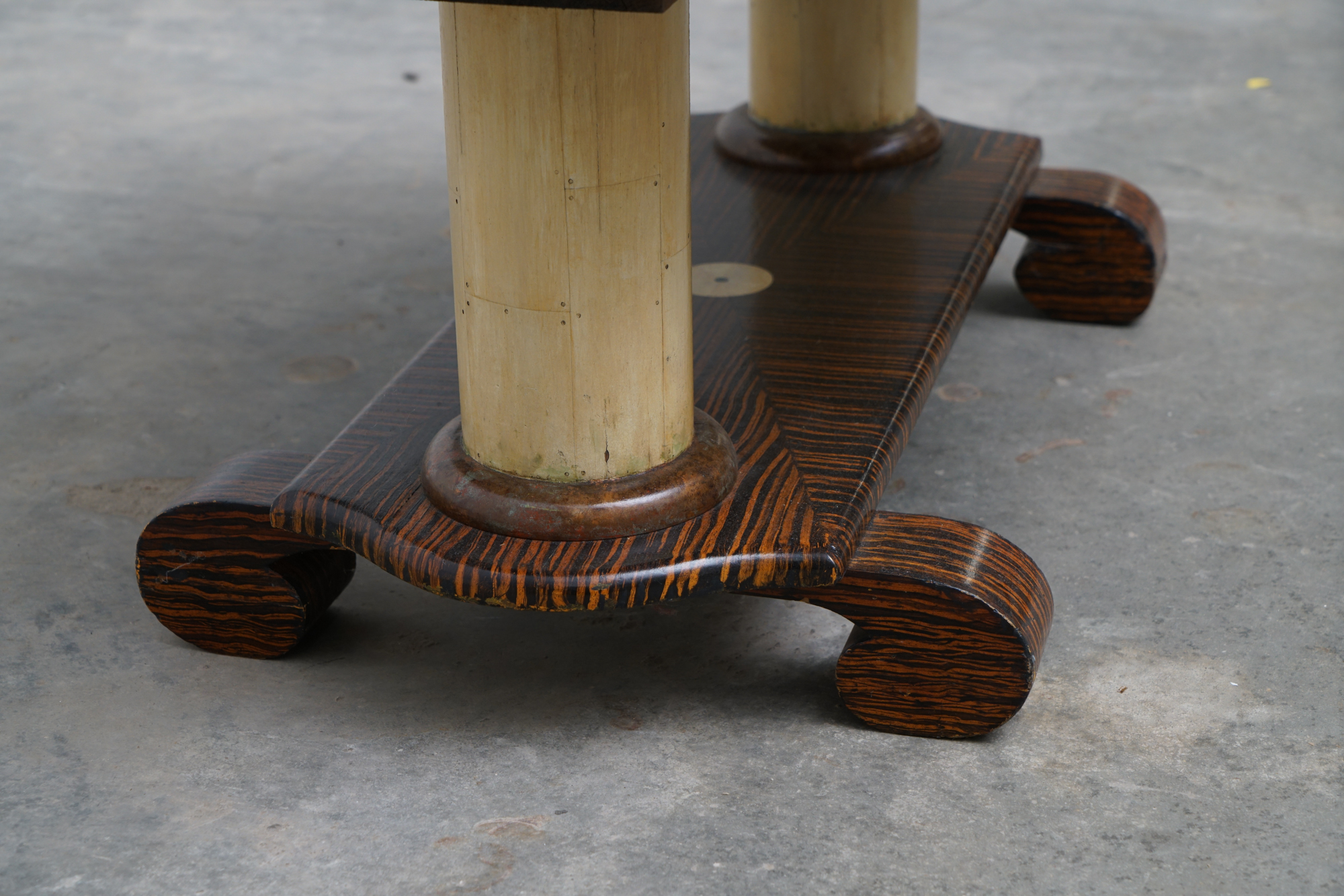 Art Deco Style Painted-Calamander & White Marble Coffee Table by Wolverine Mfg.