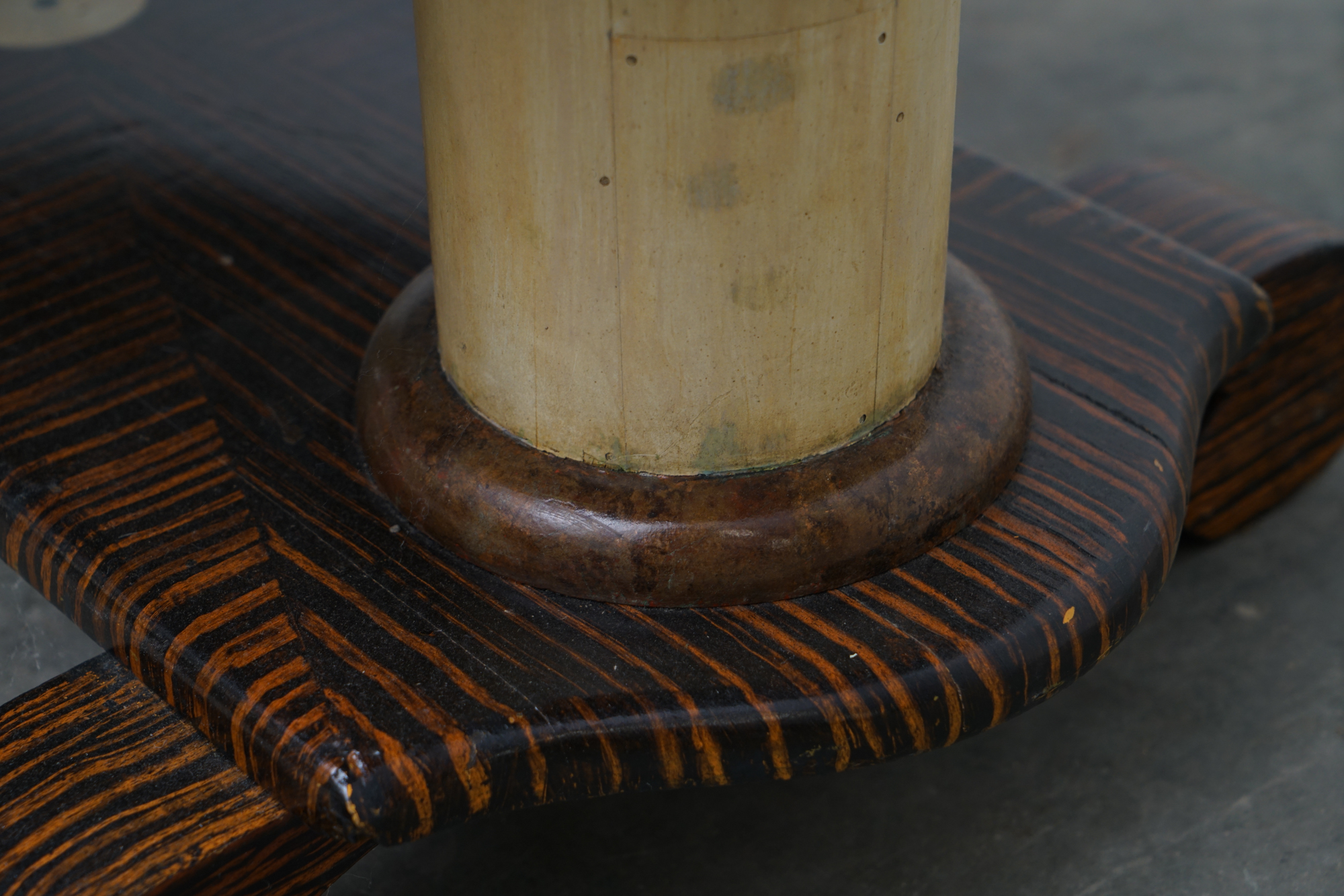 Art Deco Style Painted-Calamander & White Marble Coffee Table by Wolverine Mfg.