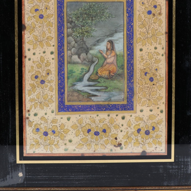 Indo-Persian Painting in Reverse Painted Frame