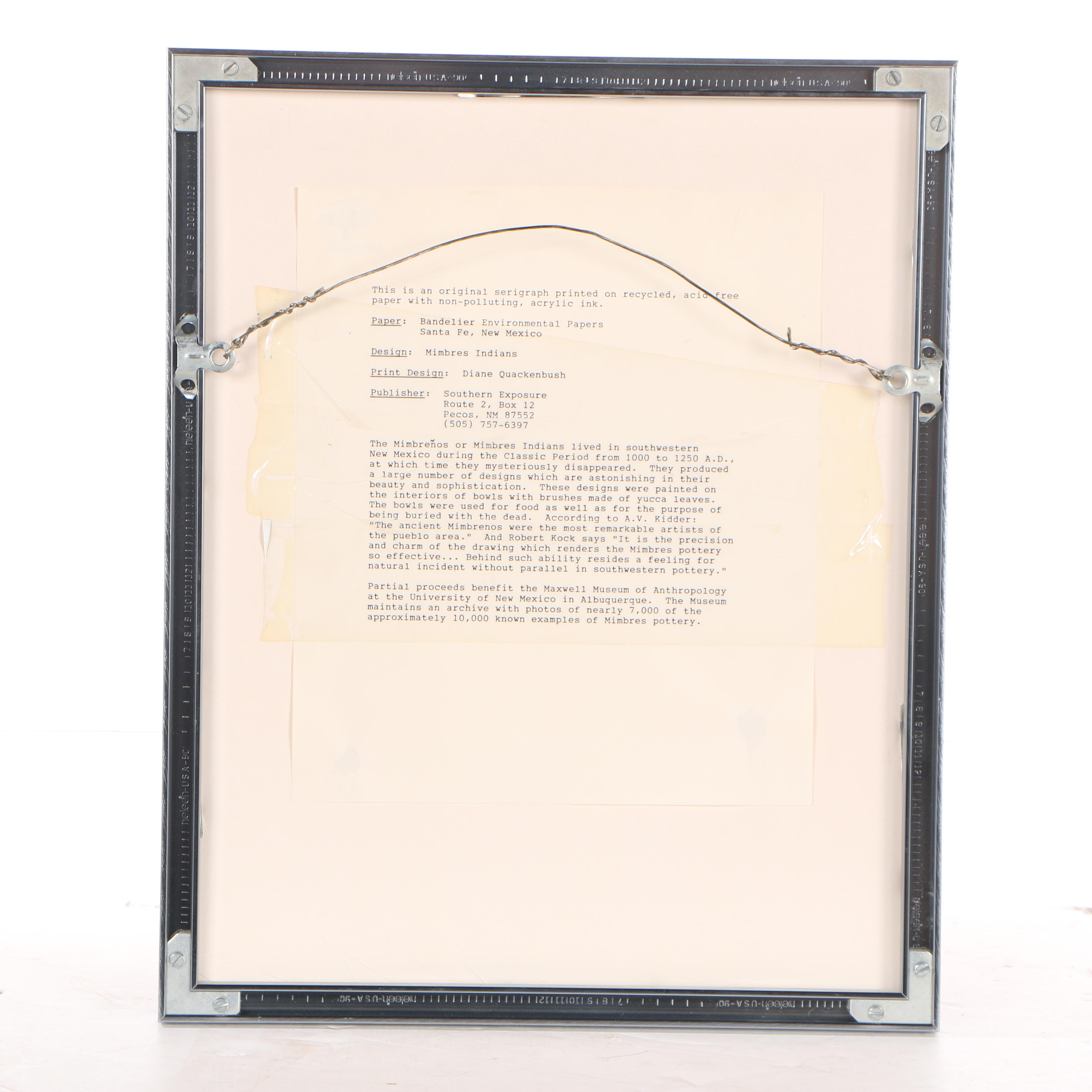 Diane Quackenbush Serigraph "Mimbres 5"