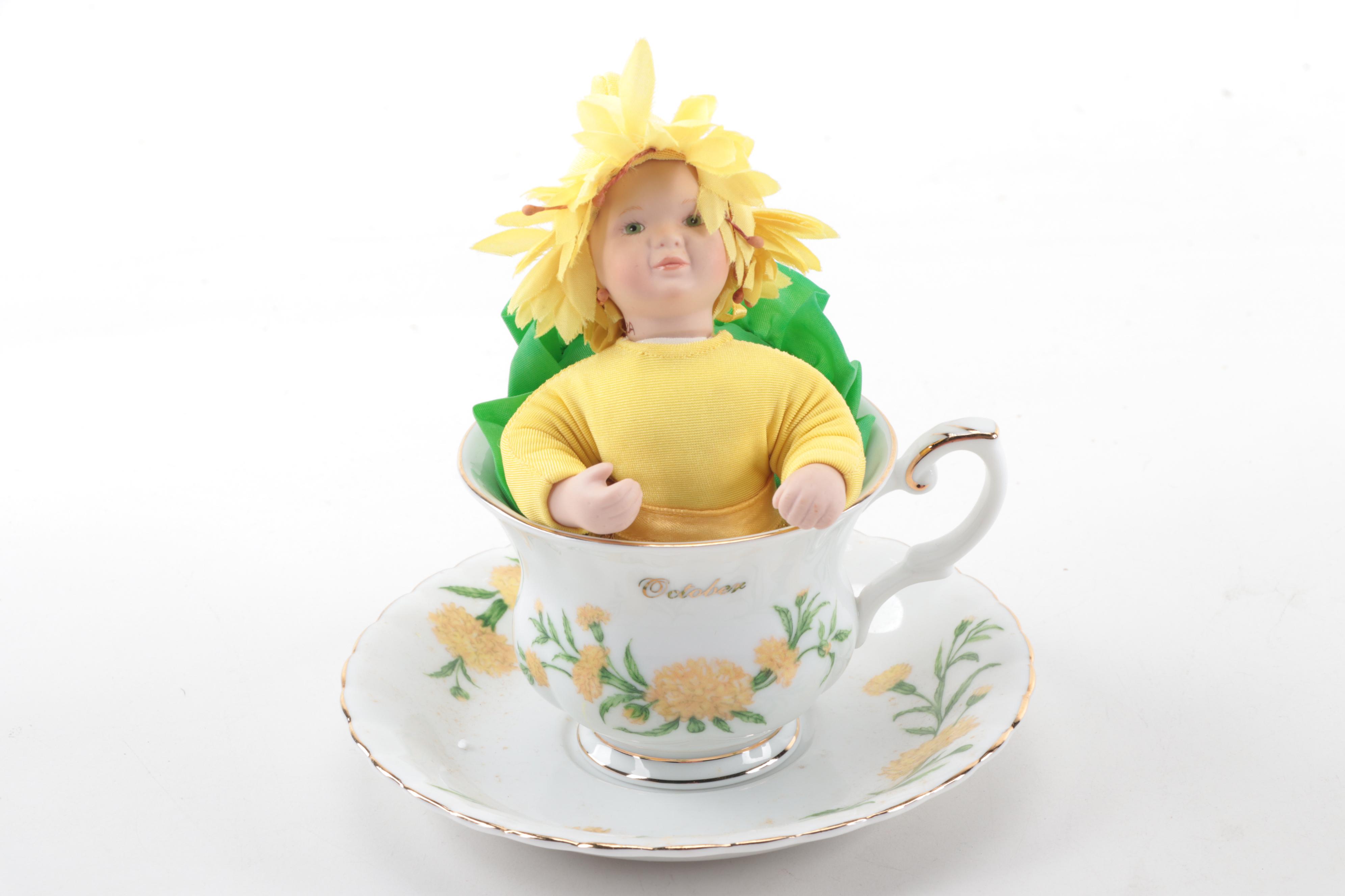 Ashton-Drake Galleries "Flower Babies of the Month" Porcelain Dolls, 1990s