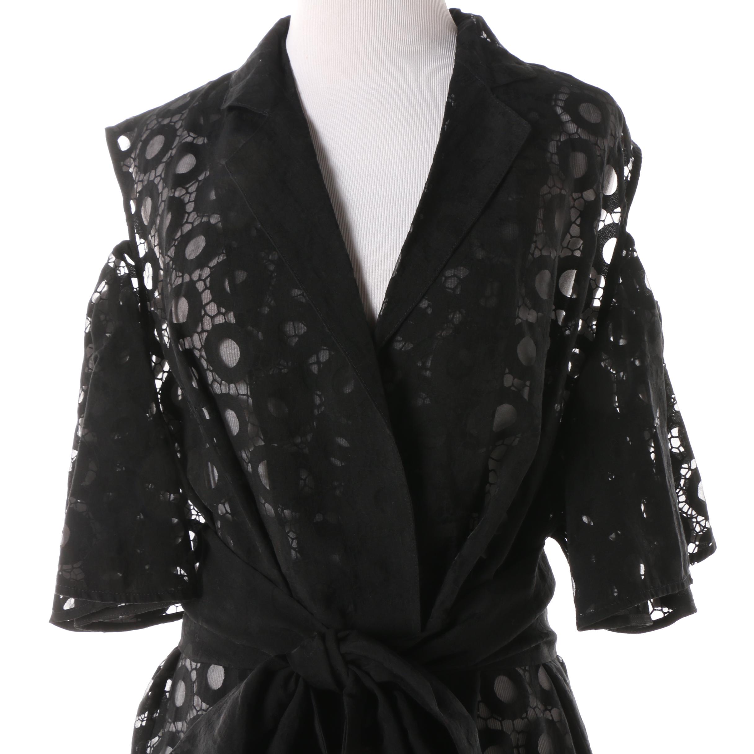 Anne Fontaine Copal Black Geometric Cold-Shoulder Jacket
