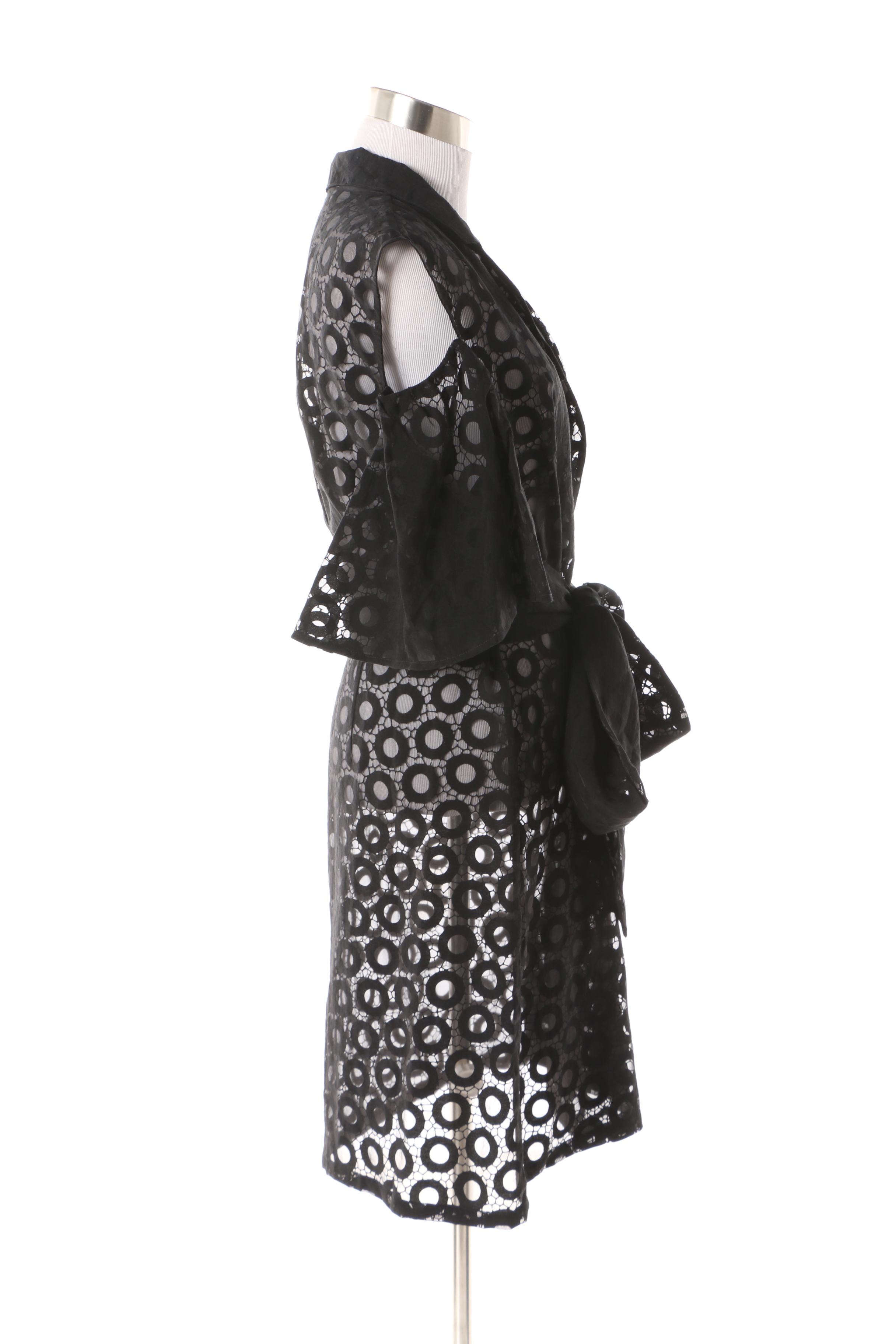 Anne Fontaine Copal Black Geometric Cold-Shoulder Jacket