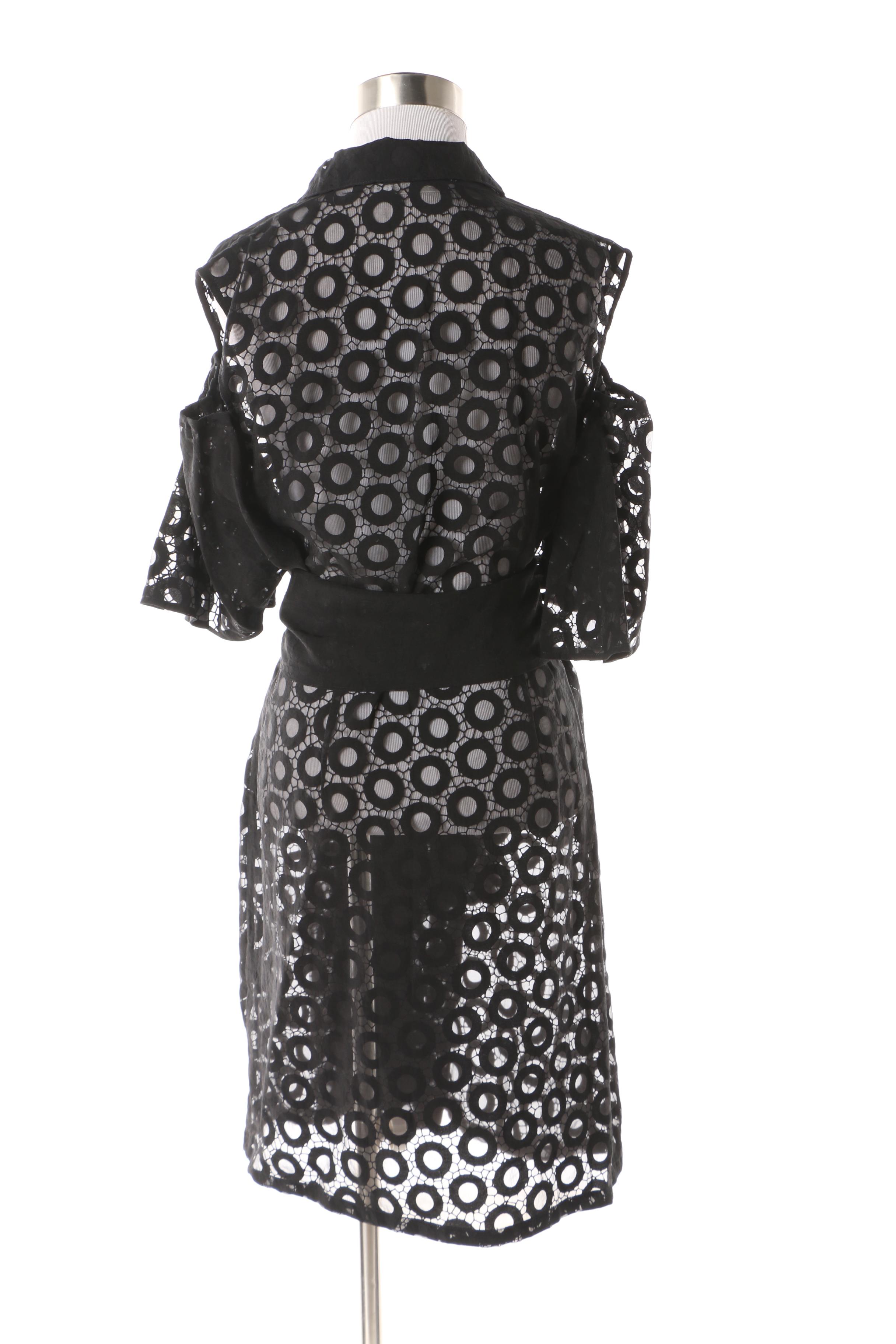 Anne Fontaine Copal Black Geometric Cold-Shoulder Jacket