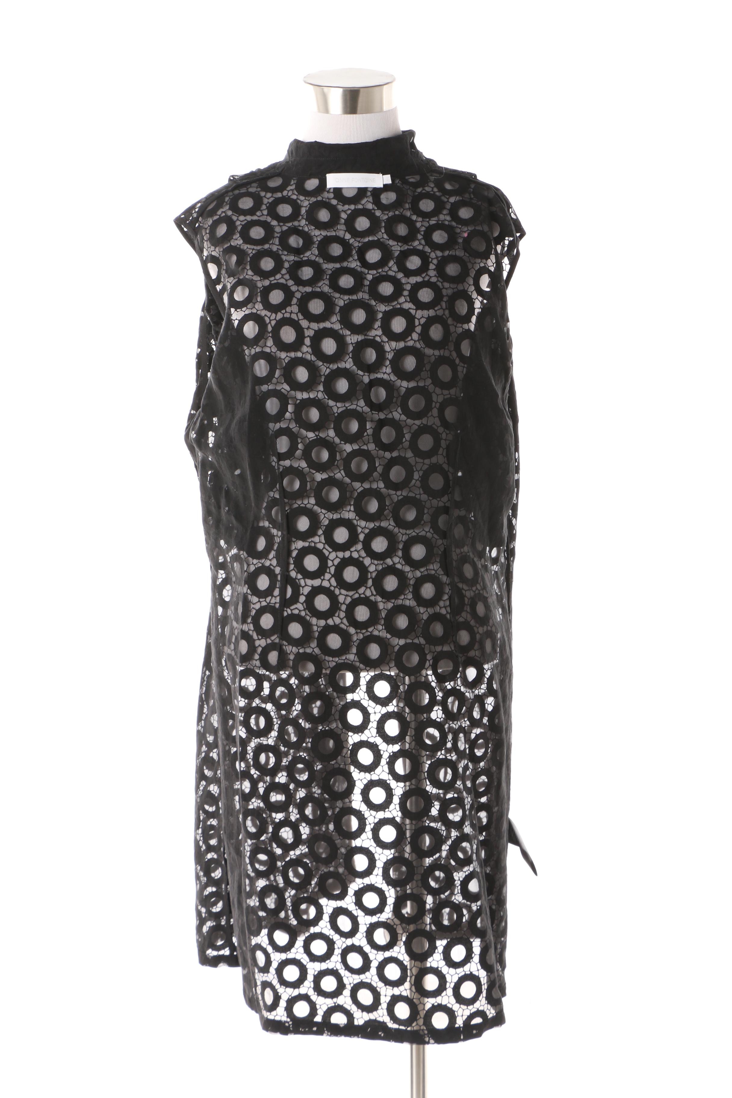 Anne Fontaine Copal Black Geometric Cold-Shoulder Jacket