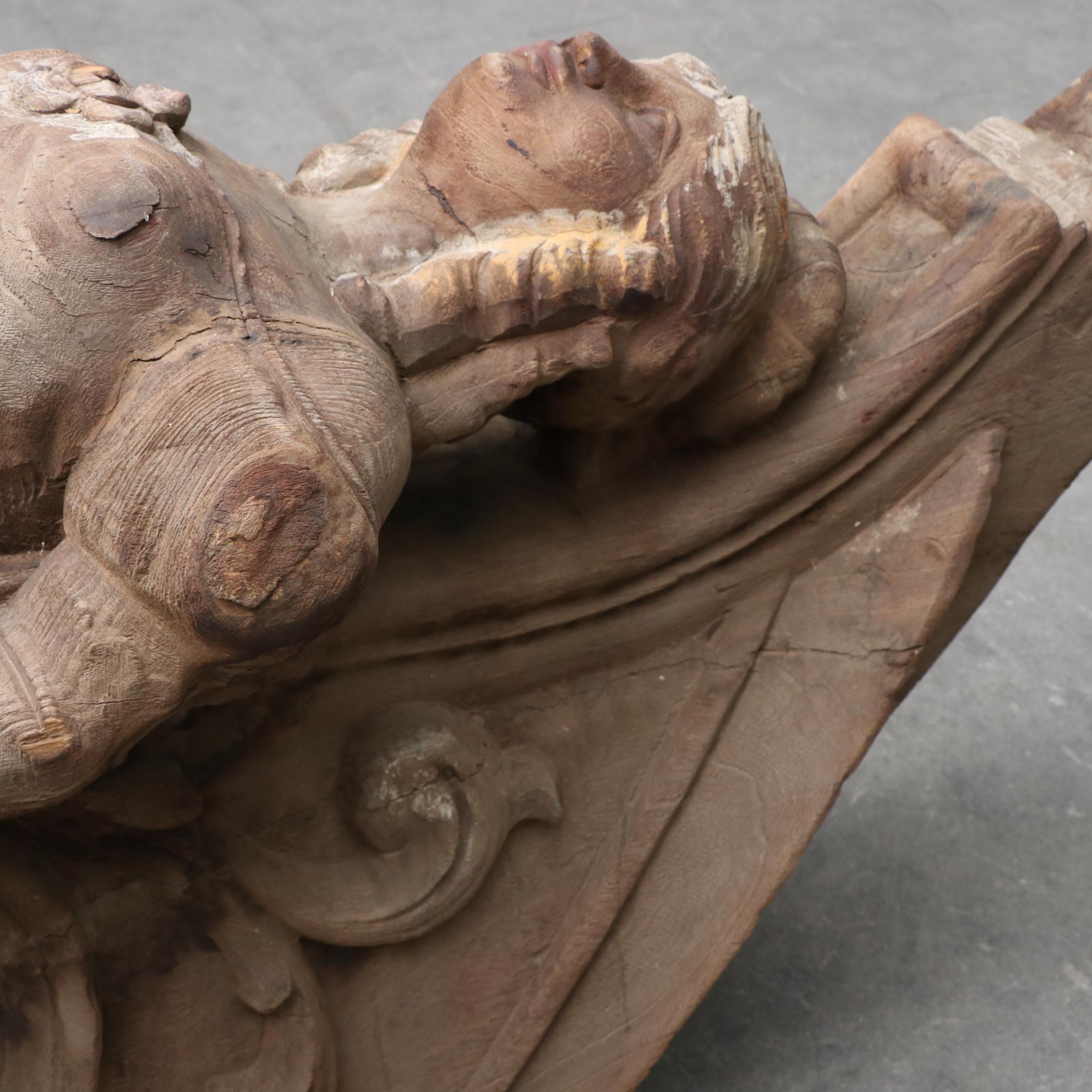 Carved Wooden Ship's Figurehead