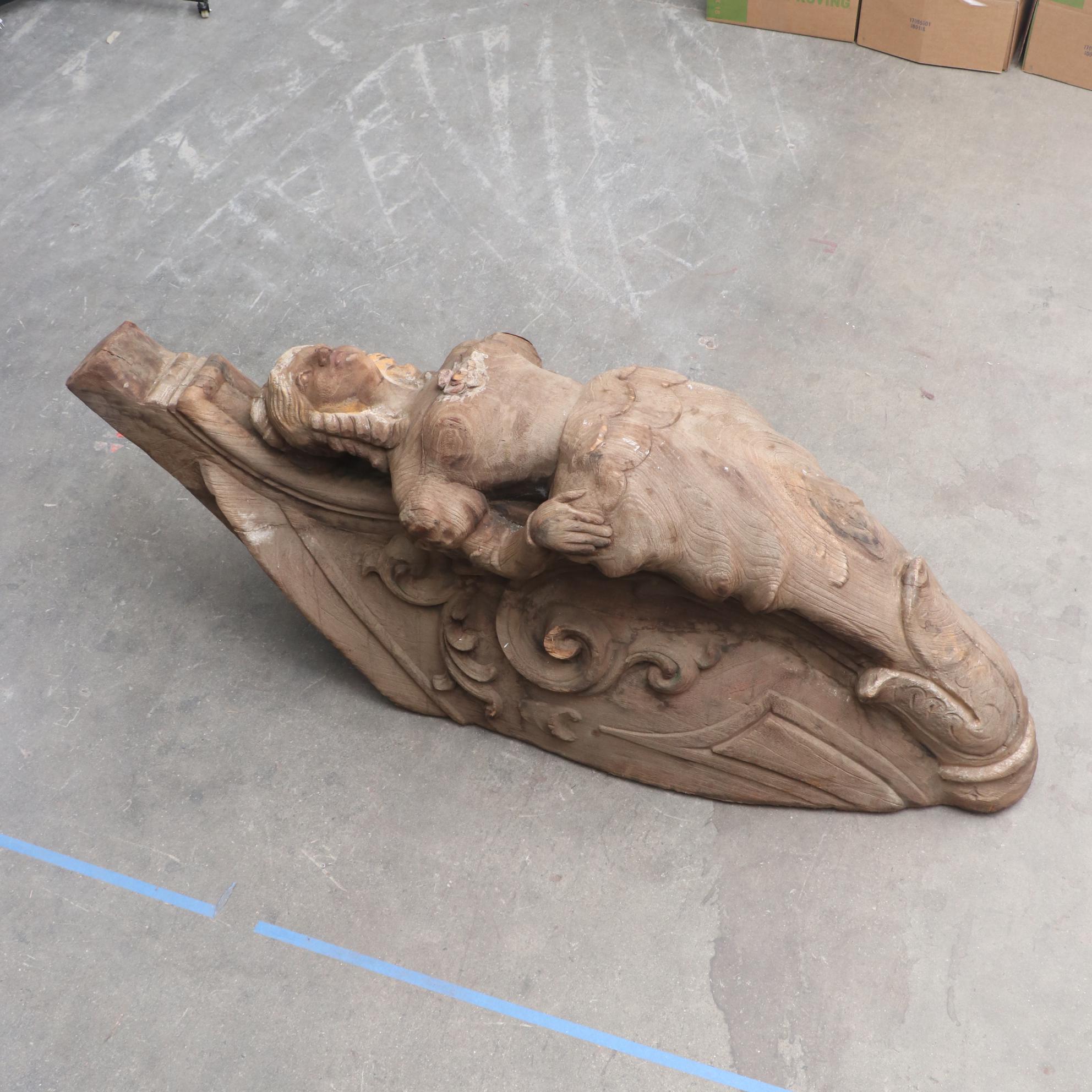 Carved Wooden Ship's Figurehead