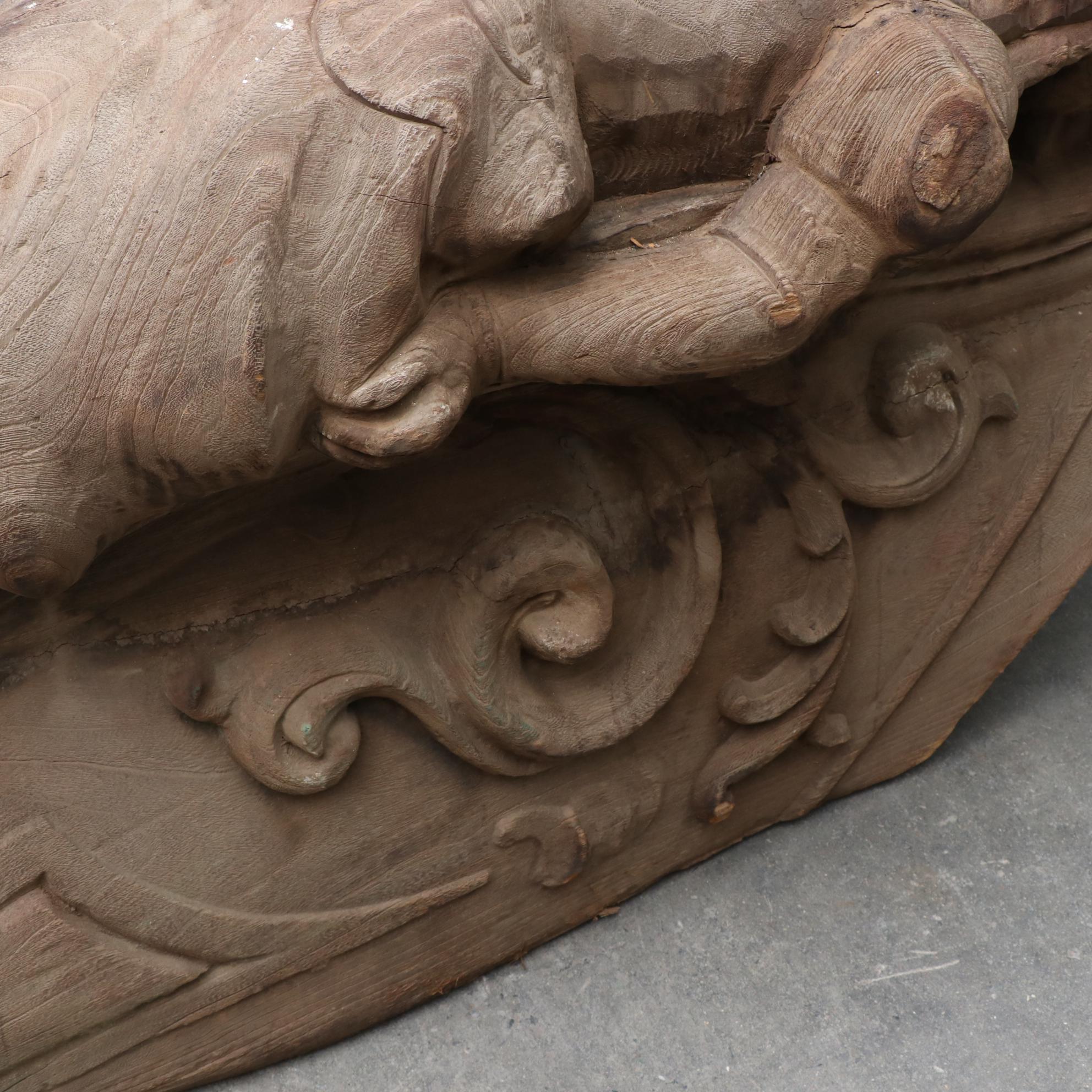 Carved Wooden Ship's Figurehead