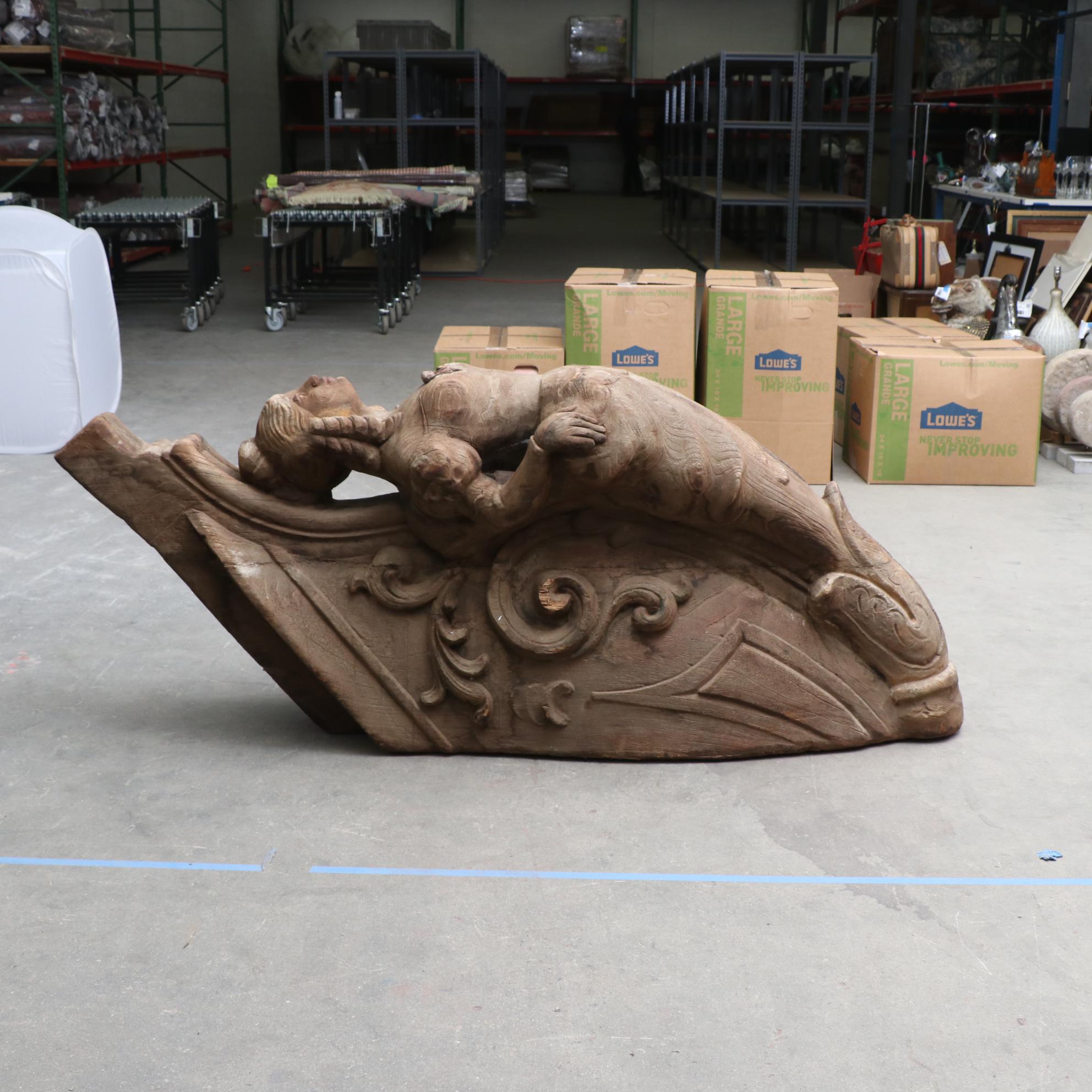 Carved Wooden Ship's Figurehead