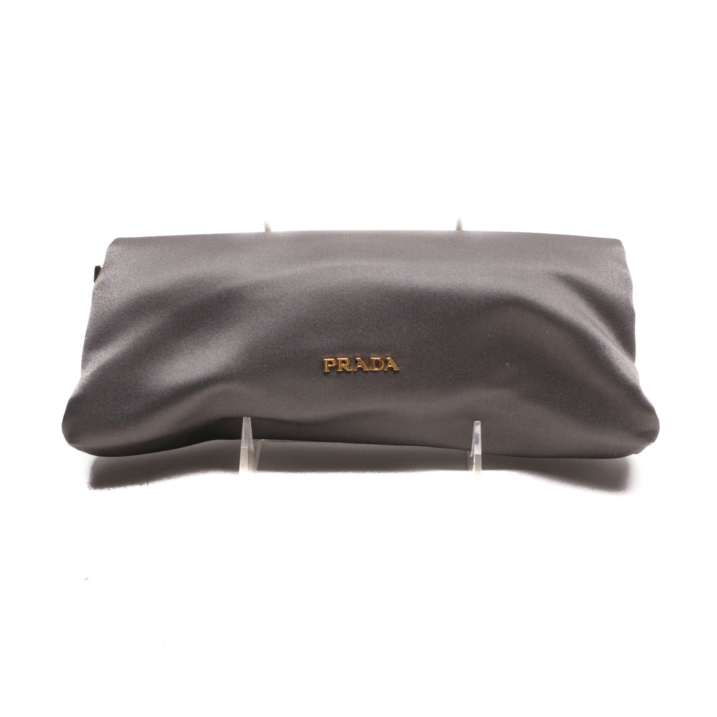 Prada Grey Satin Evening Clutch