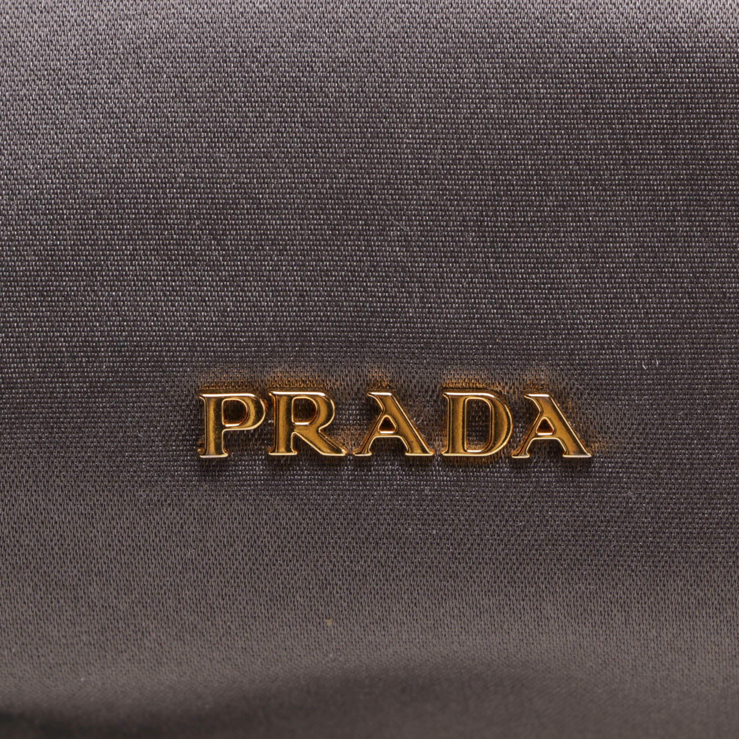 Prada Grey Satin Evening Clutch