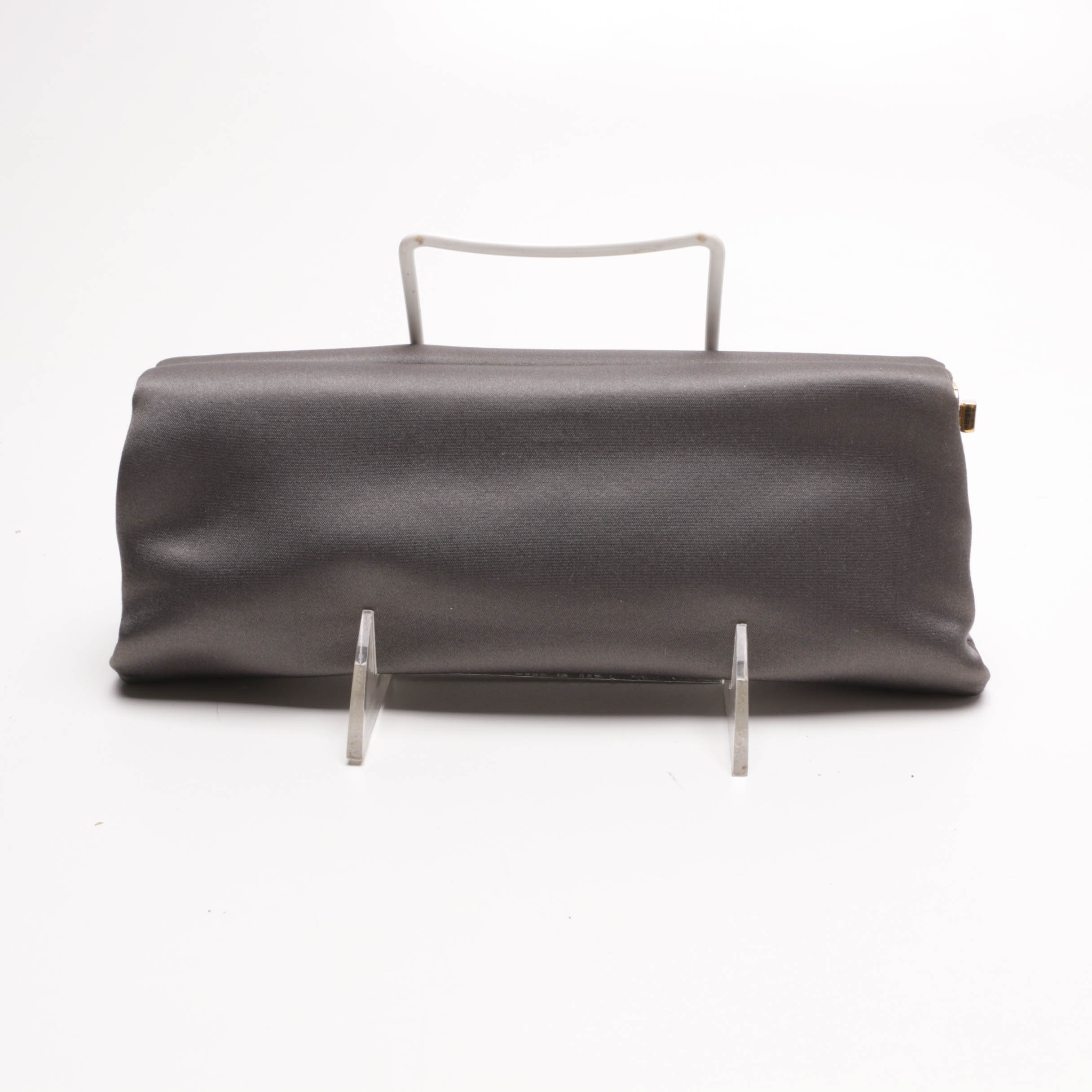 Prada Grey Satin Evening Clutch