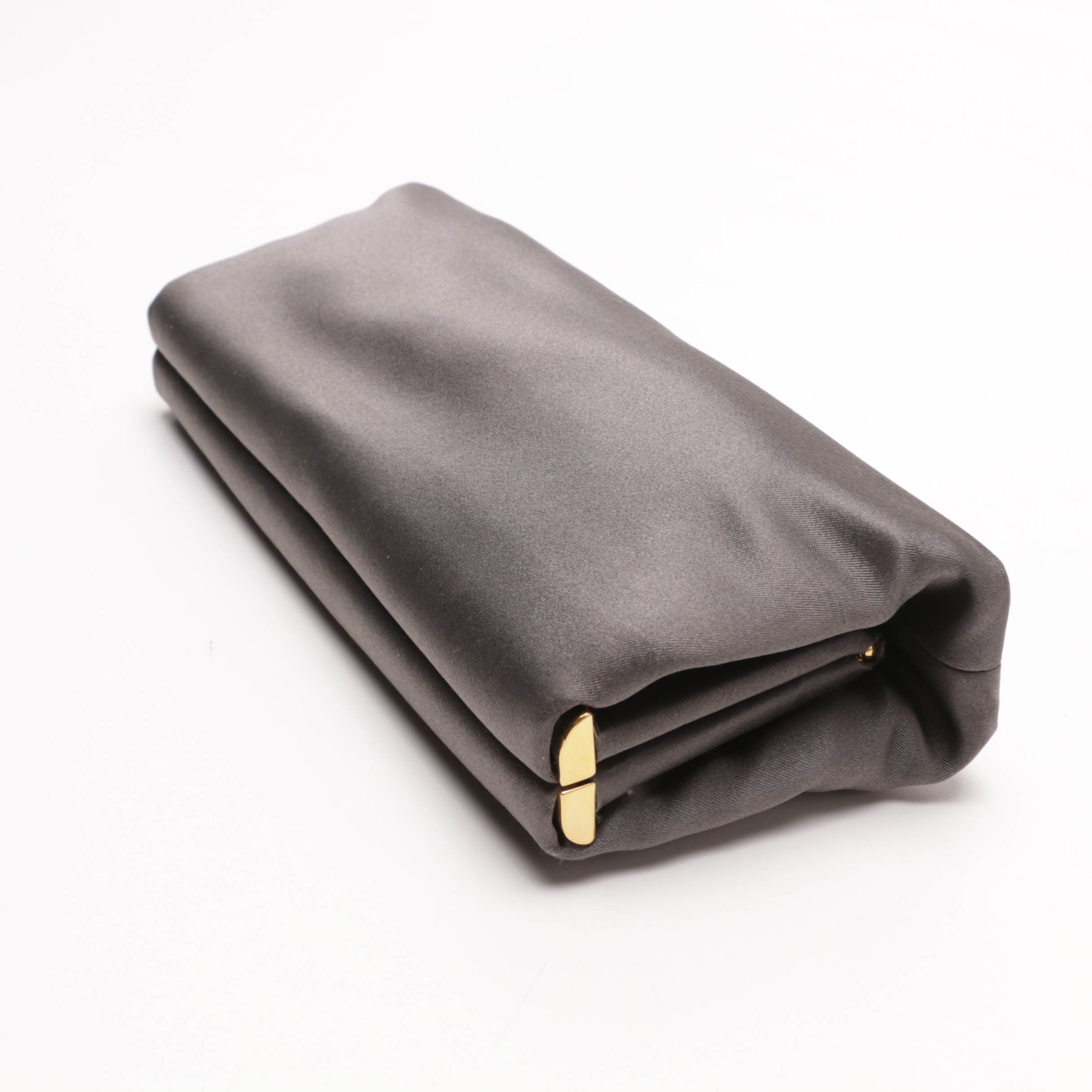 Prada Grey Satin Evening Clutch