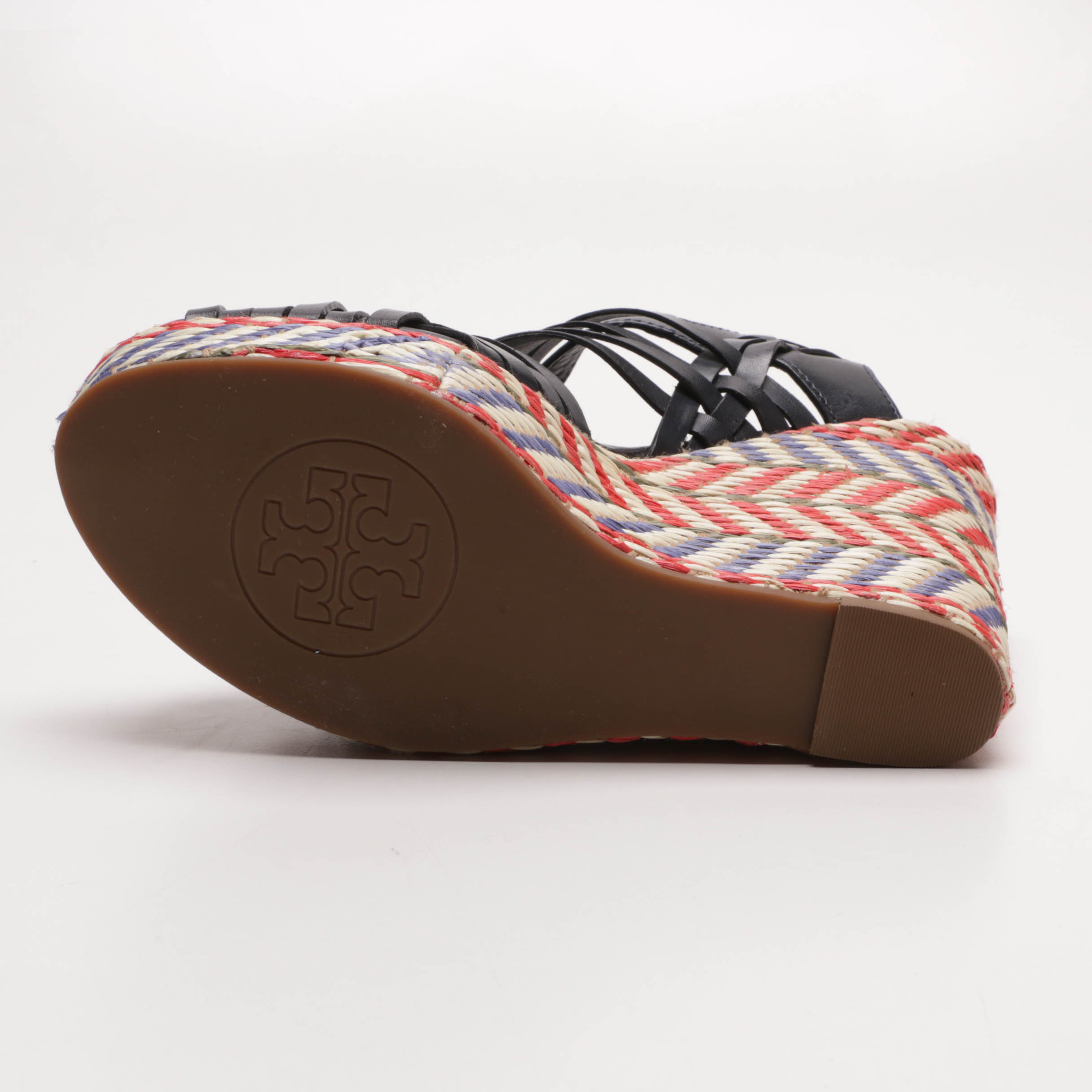 Tory Burch Woven Leather and Raffia Wedges and Sandals