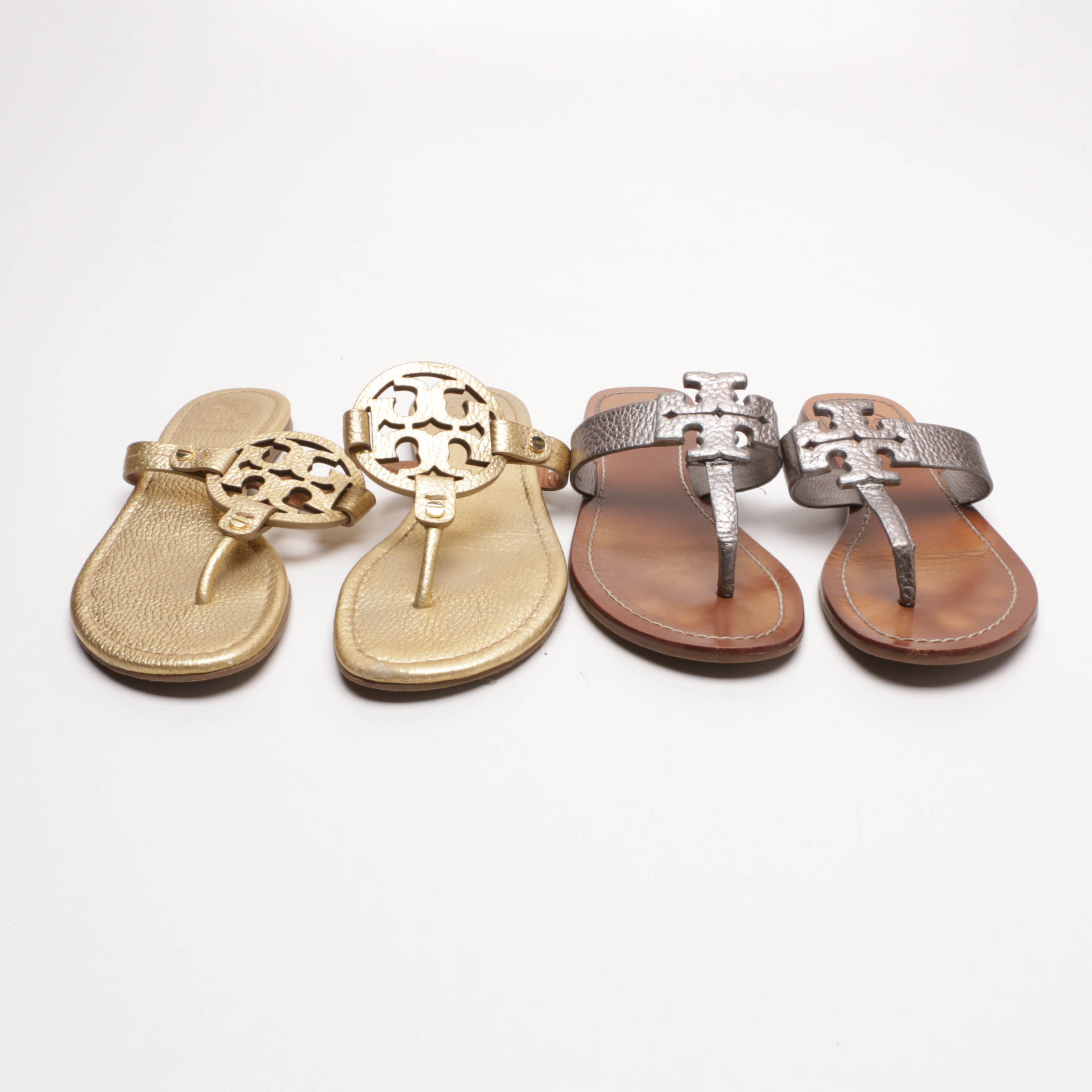 Tory Burch Woven Leather and Raffia Wedges and Sandals