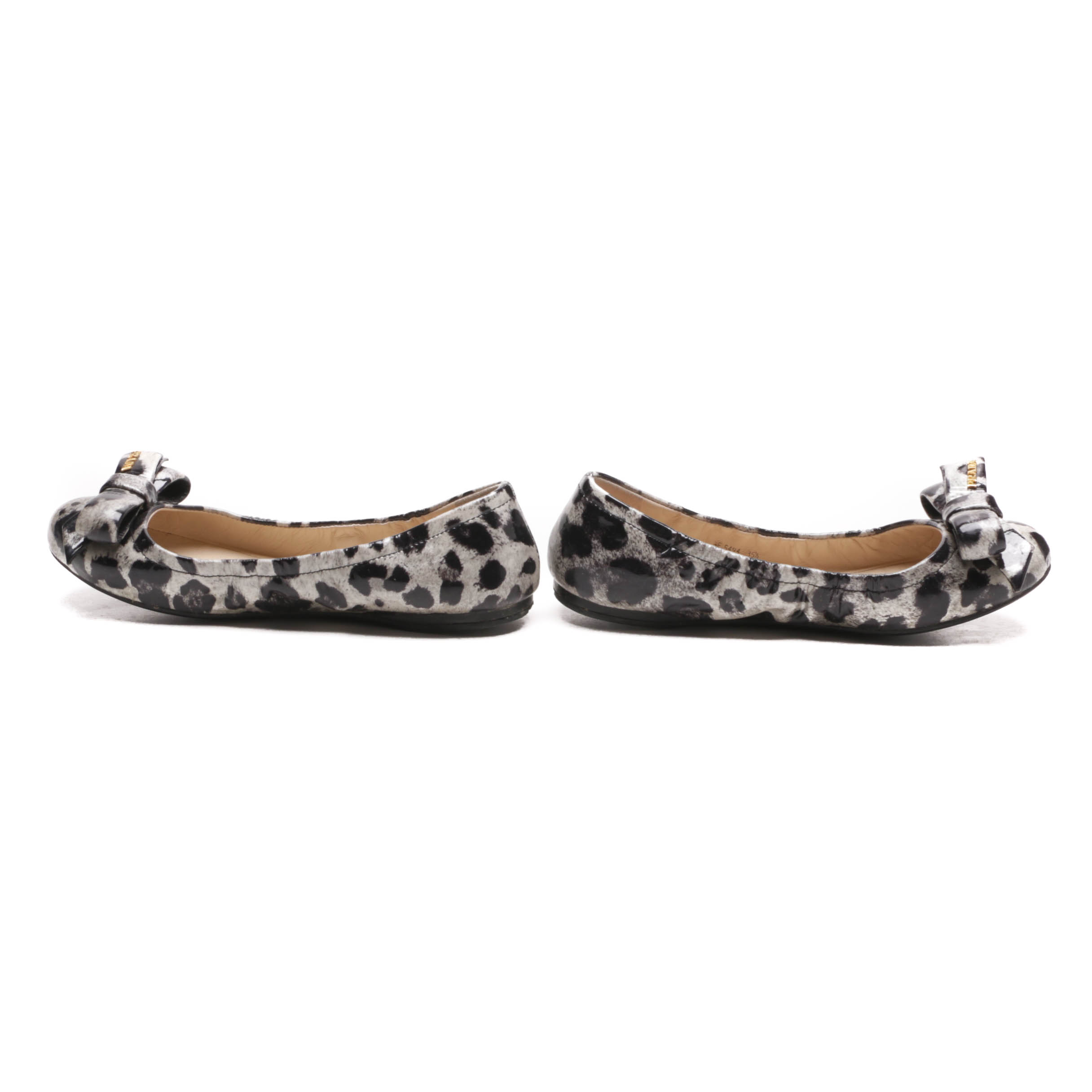 Prada Leopard Print Patent Leather Flats