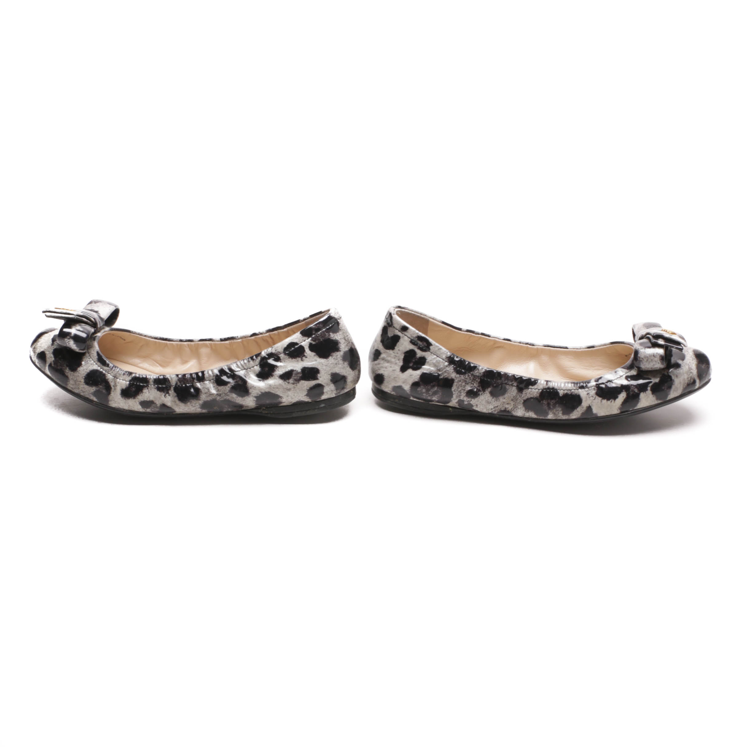 Prada Leopard Print Patent Leather Flats