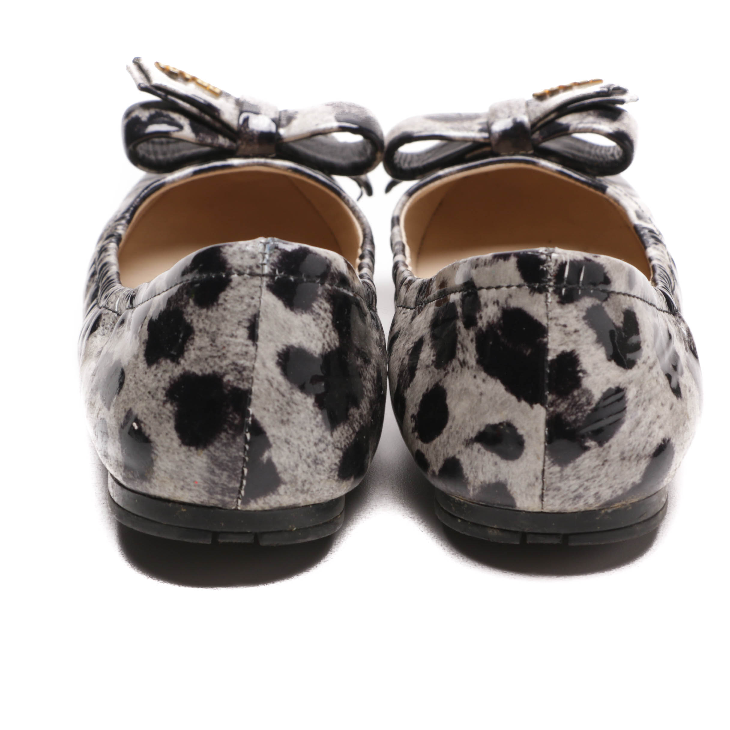 Prada Leopard Print Patent Leather Flats