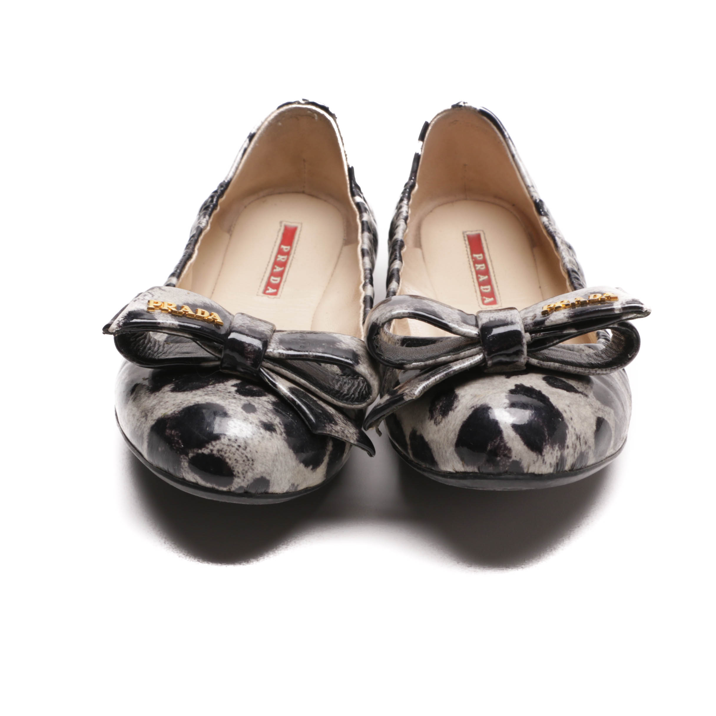 Prada Leopard Print Patent Leather Flats