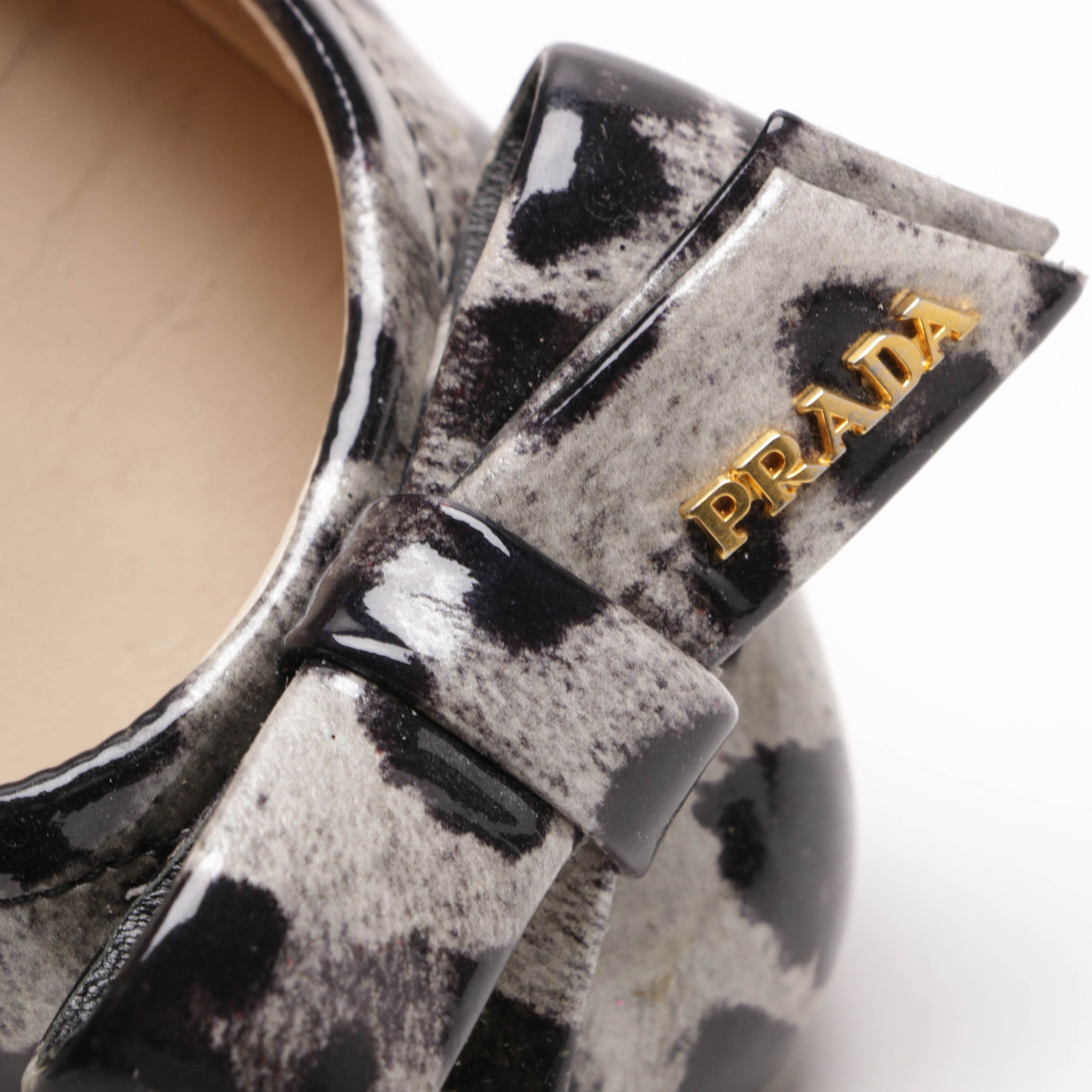 Prada Leopard Print Patent Leather Flats