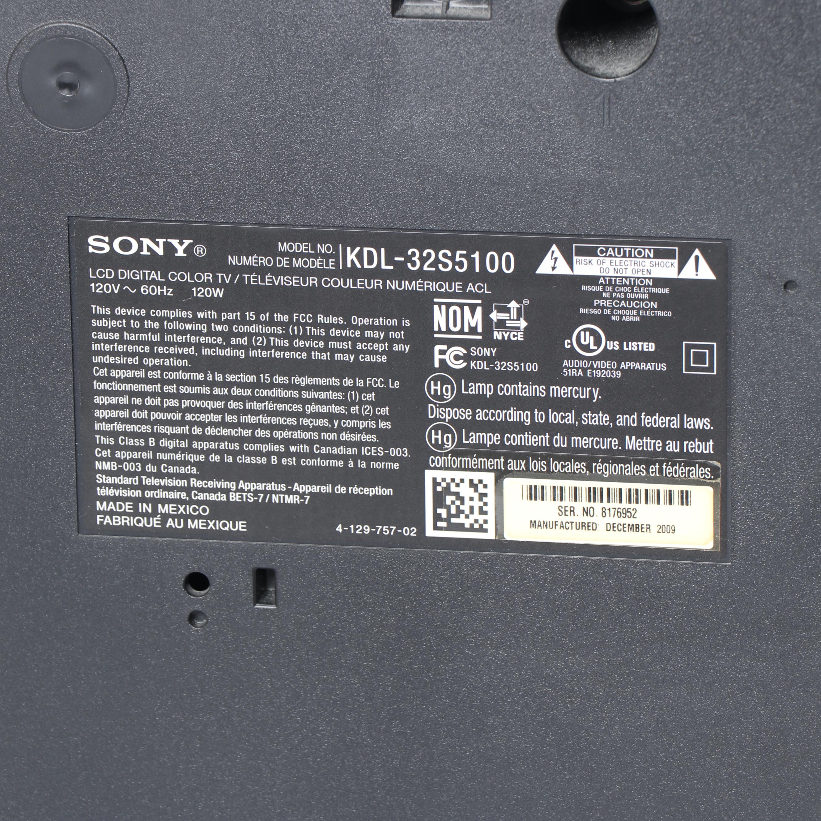 Sony Bravia 32" LCD High Definition Television