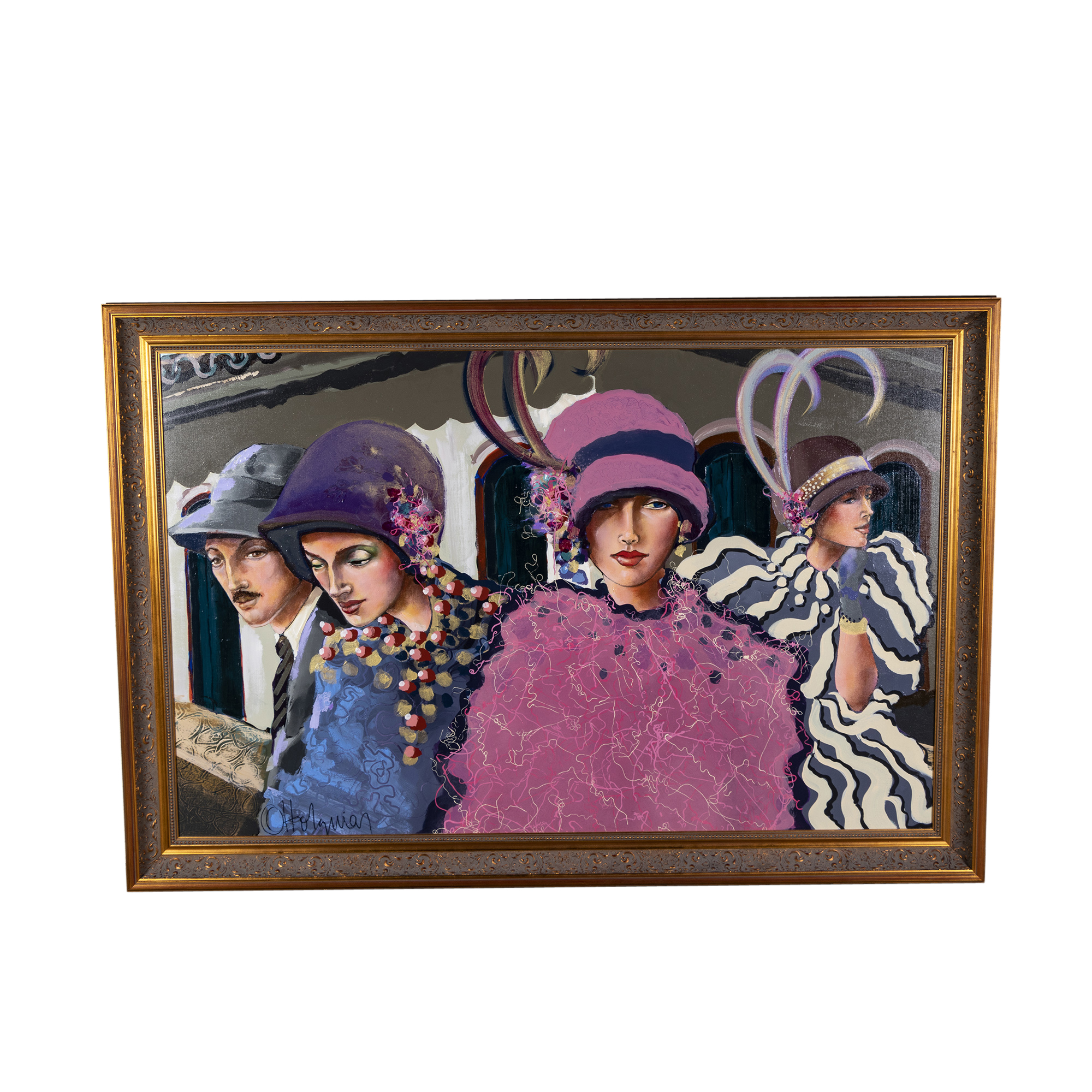 Oil Painting of 20th Century Style Figures