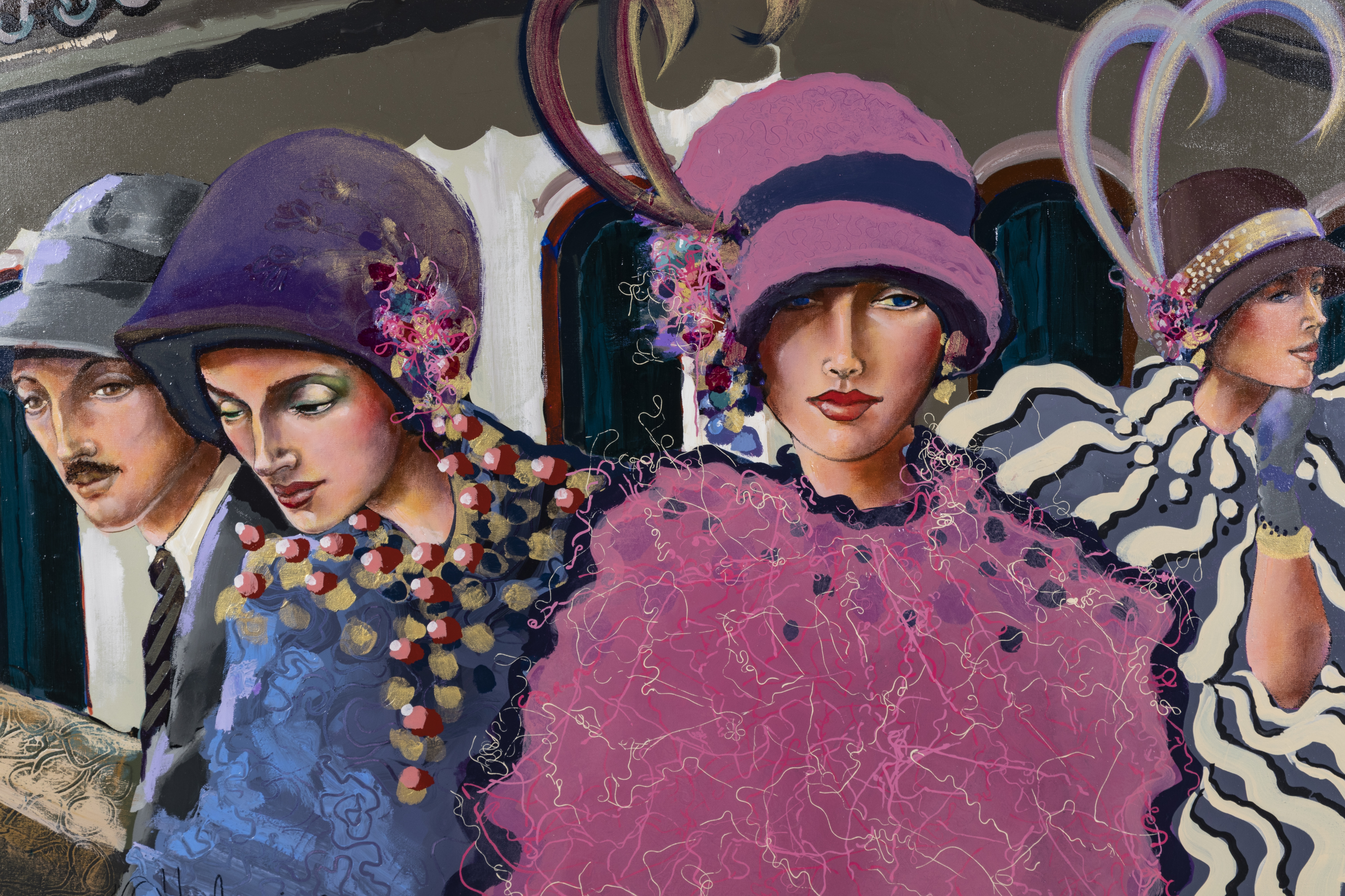 Oil Painting of 20th Century Style Figures