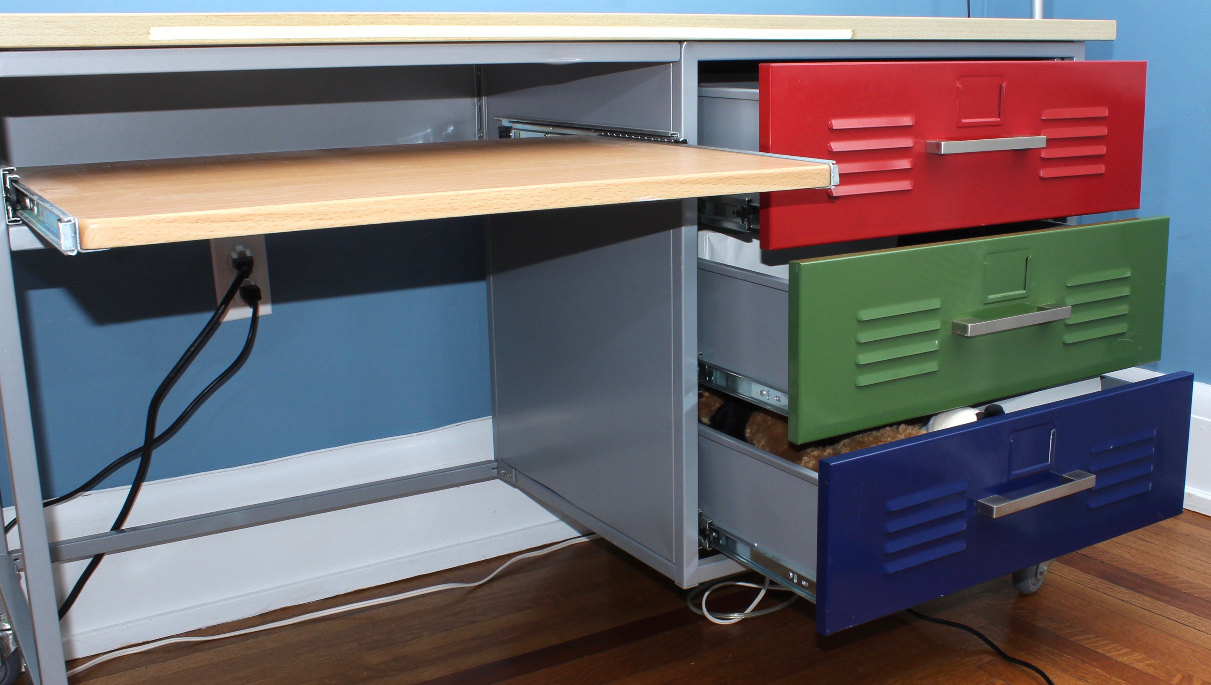 Child's Metal Desk and Chair on Casters by Ikea, Late 20th Century