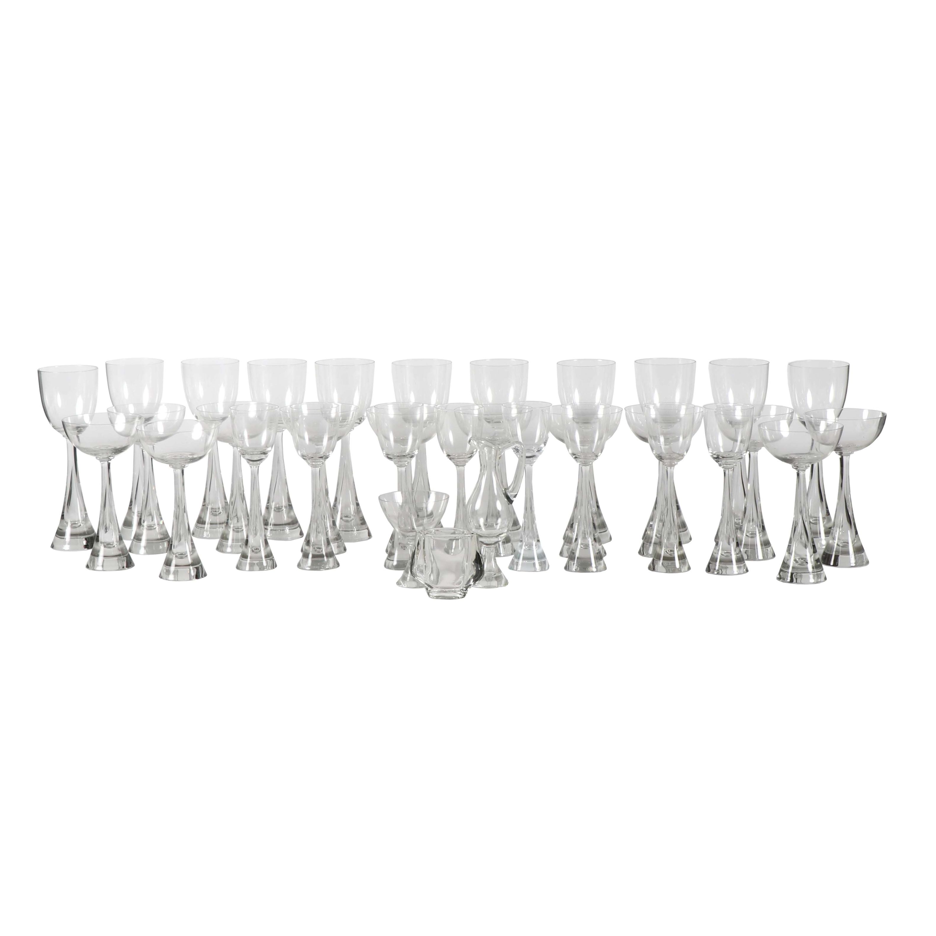 Holmegaard Style Stemware with Bubble Accented Bases