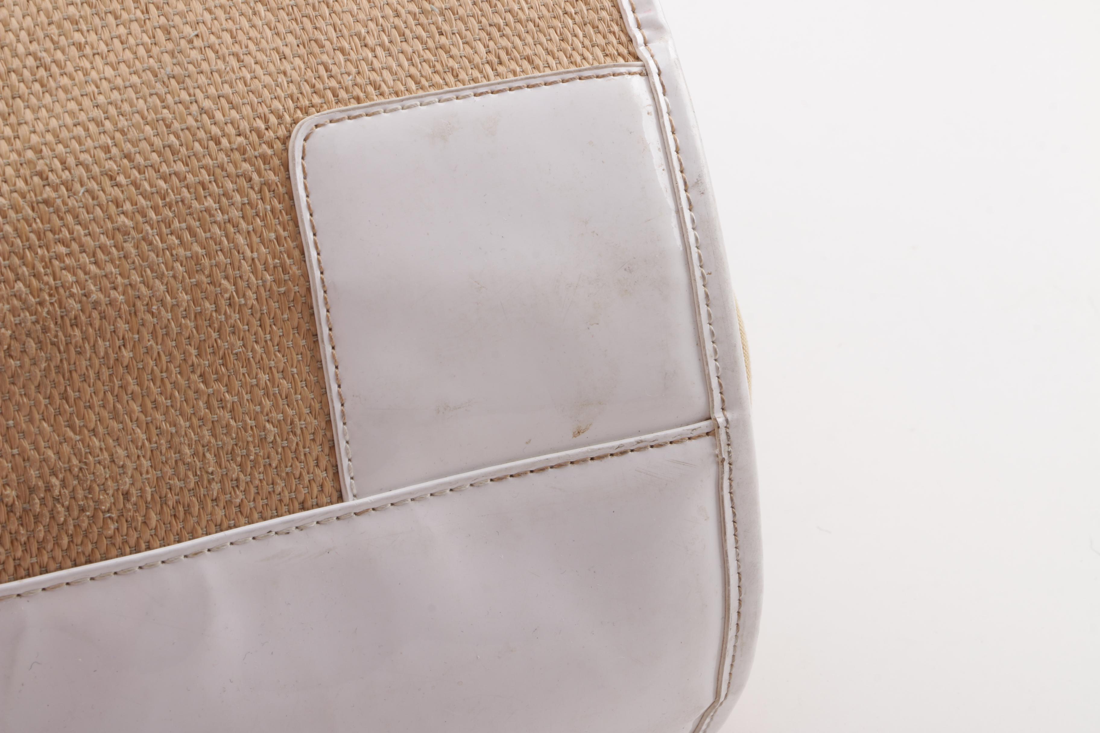 Tory Burch Ella Raffia, Canvas and Patent Leather Tote