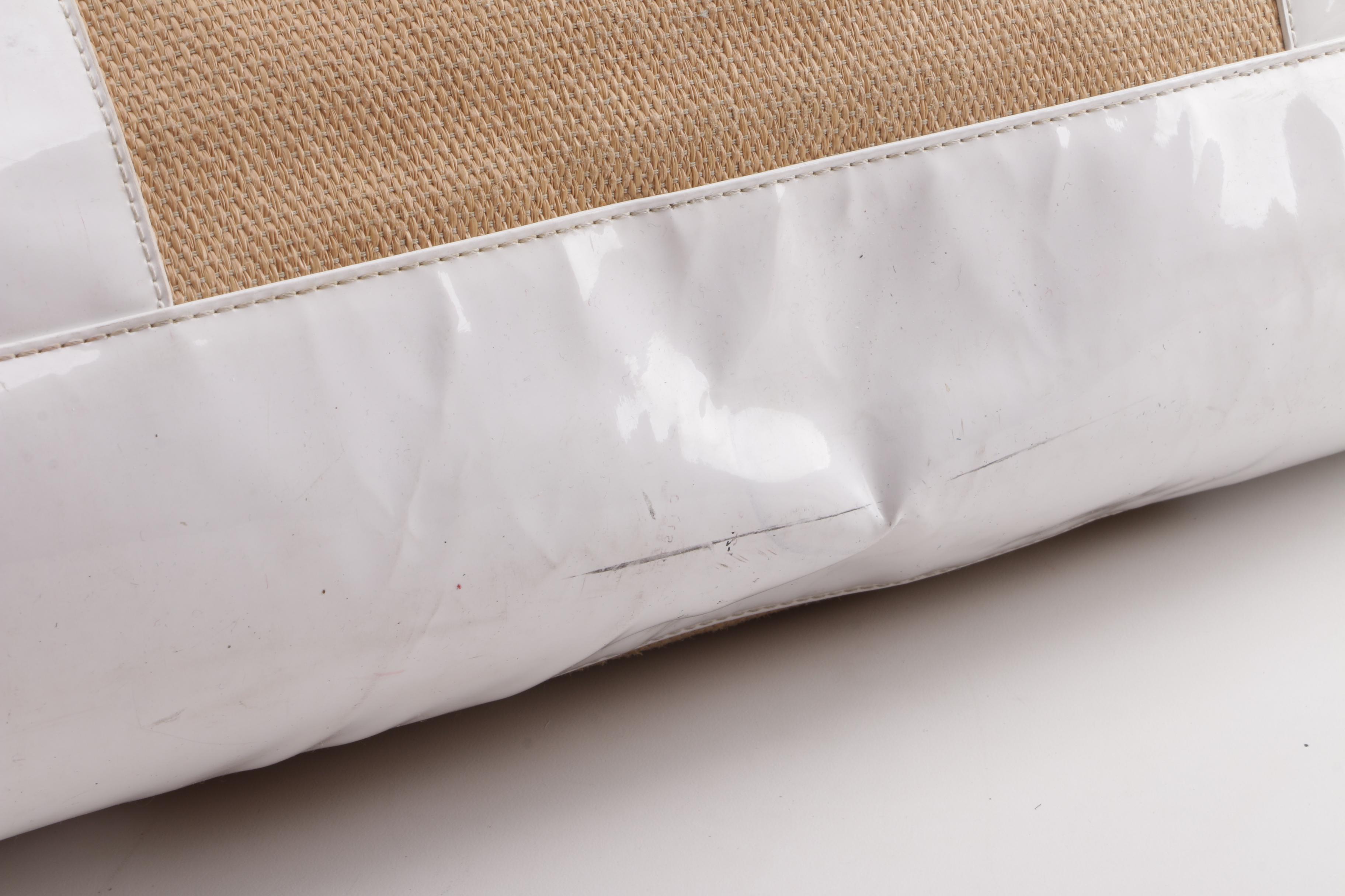 Tory Burch Ella Raffia, Canvas and Patent Leather Tote