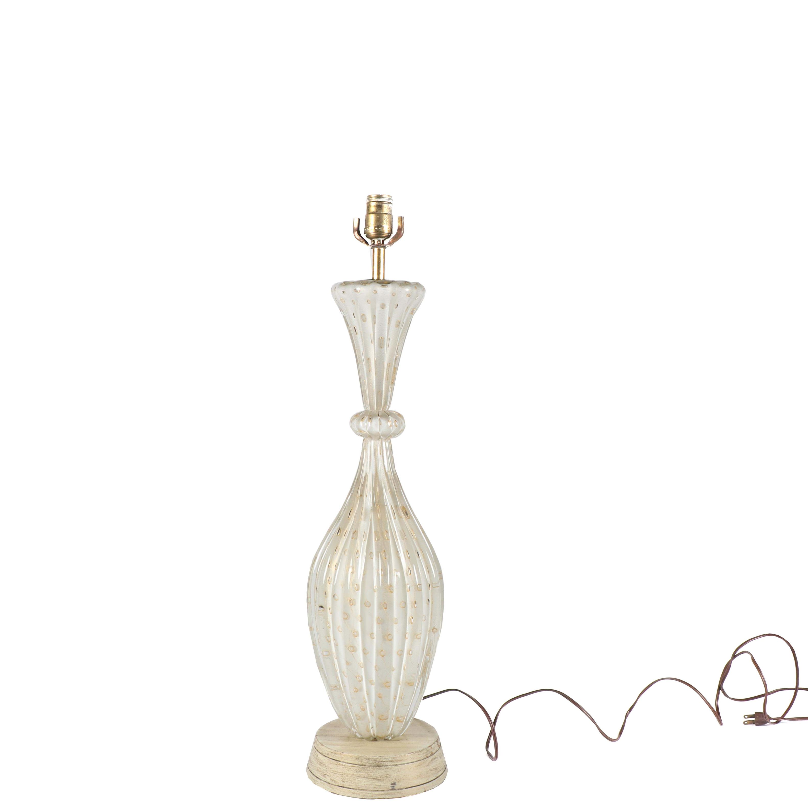 Barovier & Toso Murano Style Aventurine Art Glass Table Lamp