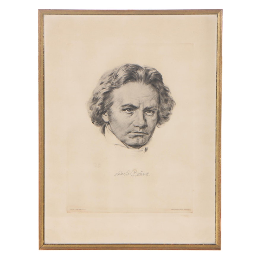 Etching after Franz Hanfstaengl "Ludwig van Beethoven"