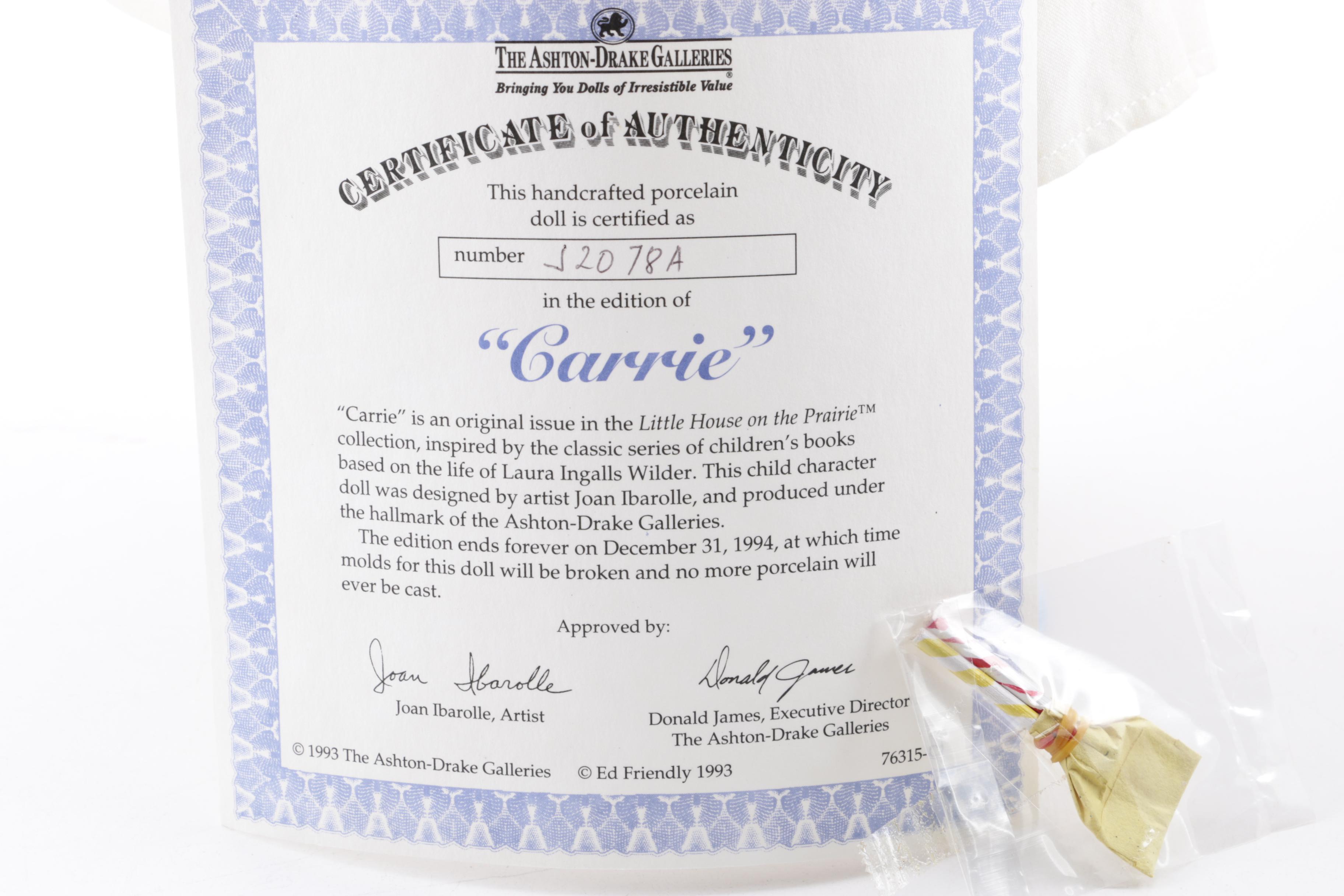 Ashton-Drake Galleries Porcelain Dolls Including "Carrie", 1990s