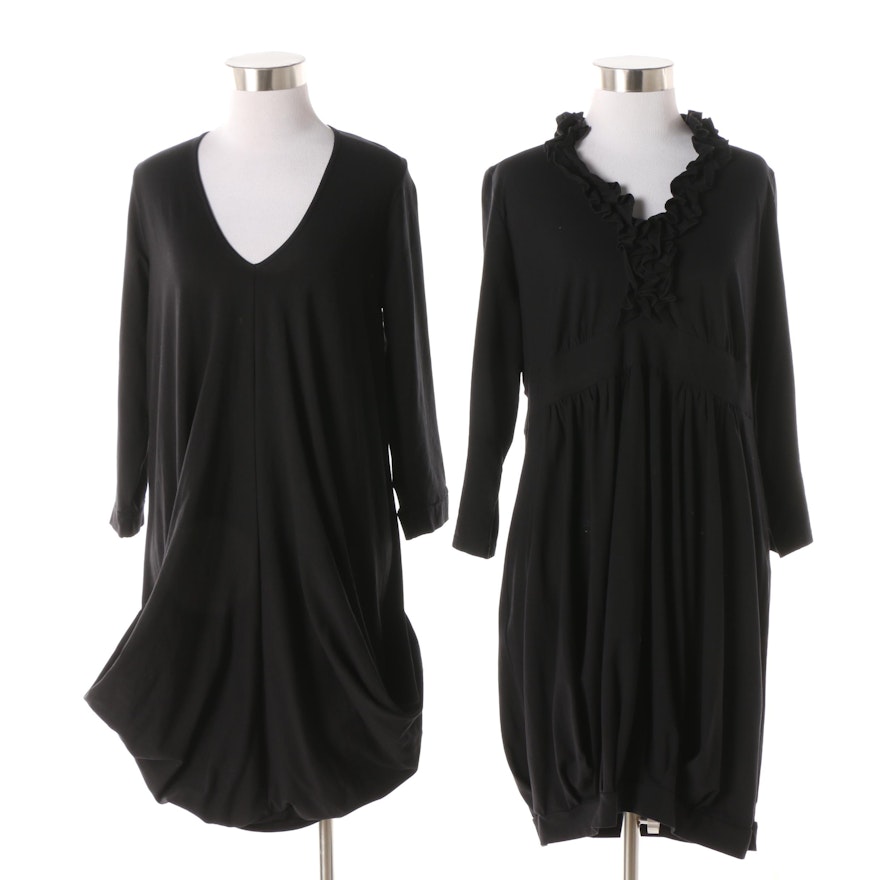 Women's Anne Fontaine Black Cotton Blend Bubble Hem Dresses