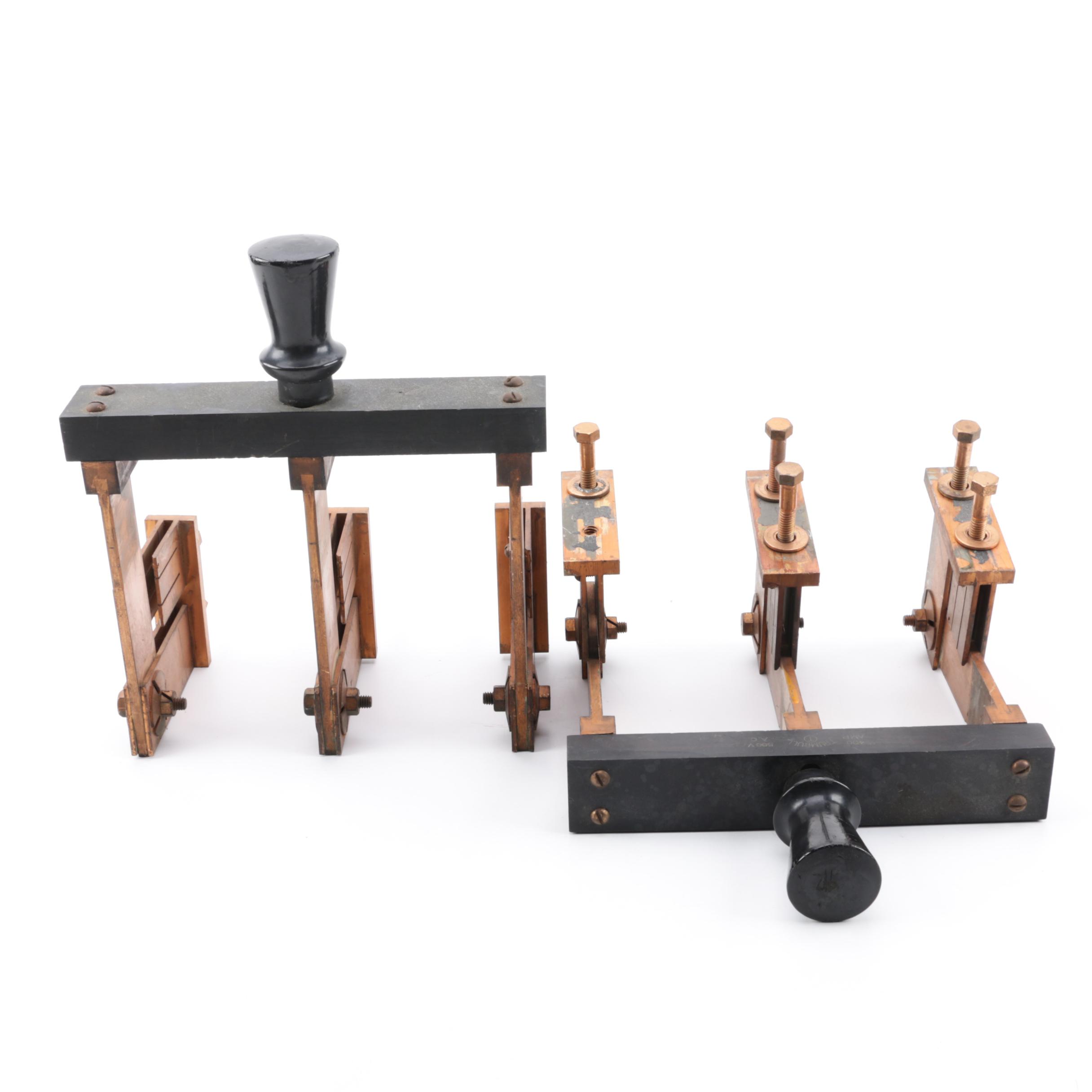 Vintage Trumbull 400 Amp Copper and Slate Electrical Switches