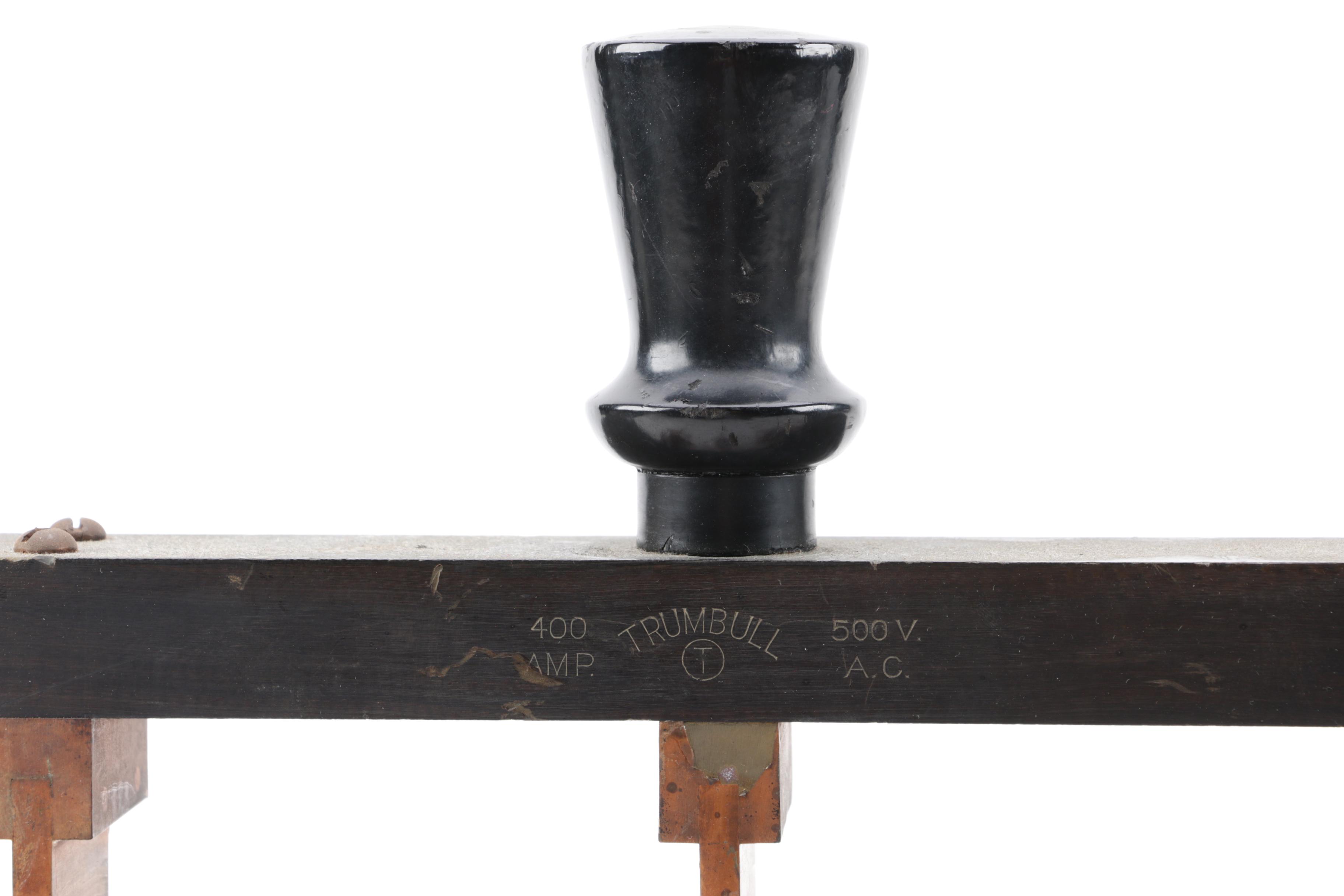 Vintage Trumbull 400 Amp Copper and Slate Electrical Switches