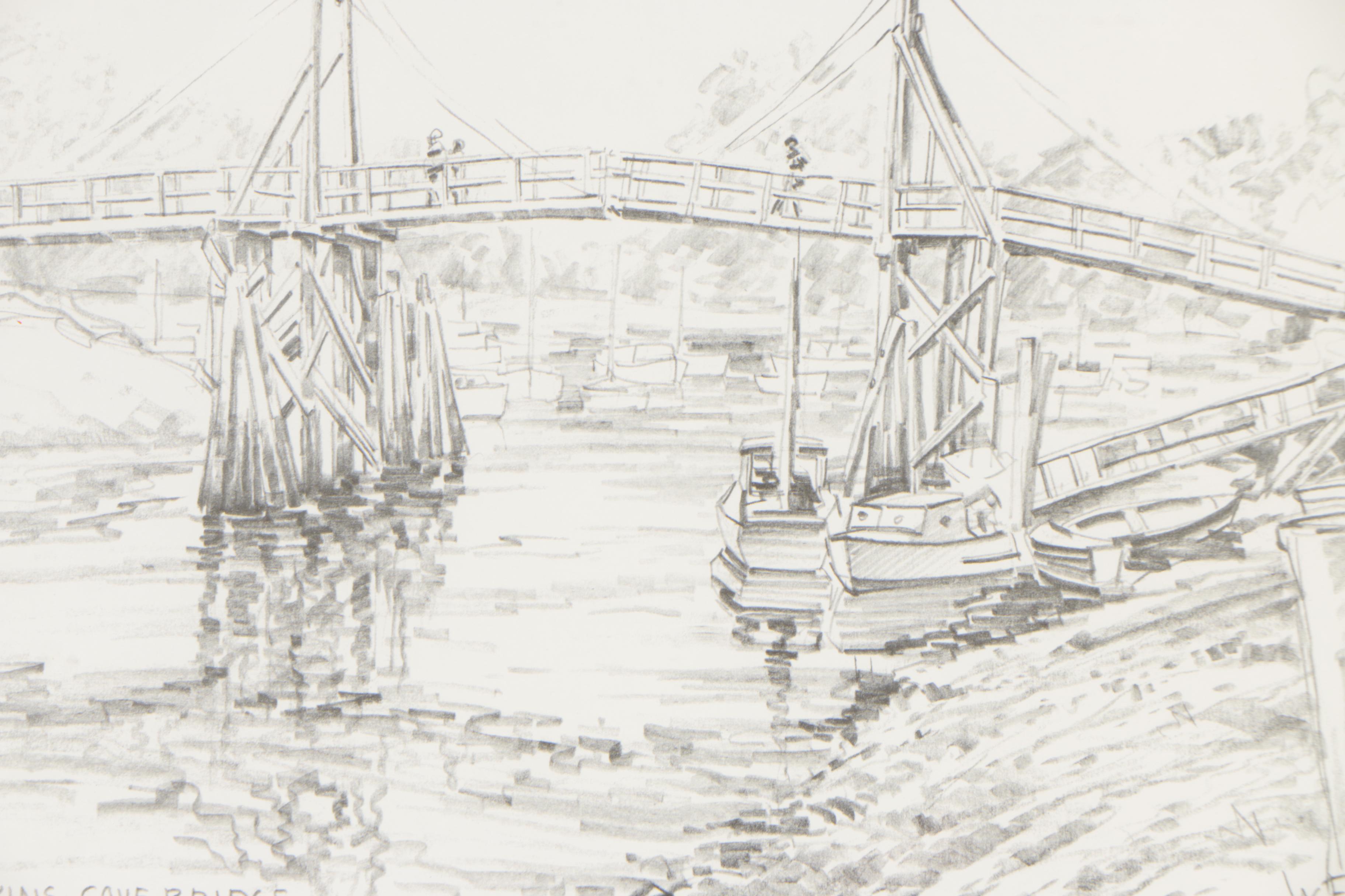 James Francis Murray Offset Lithograph "Perkins Cove Bridge"