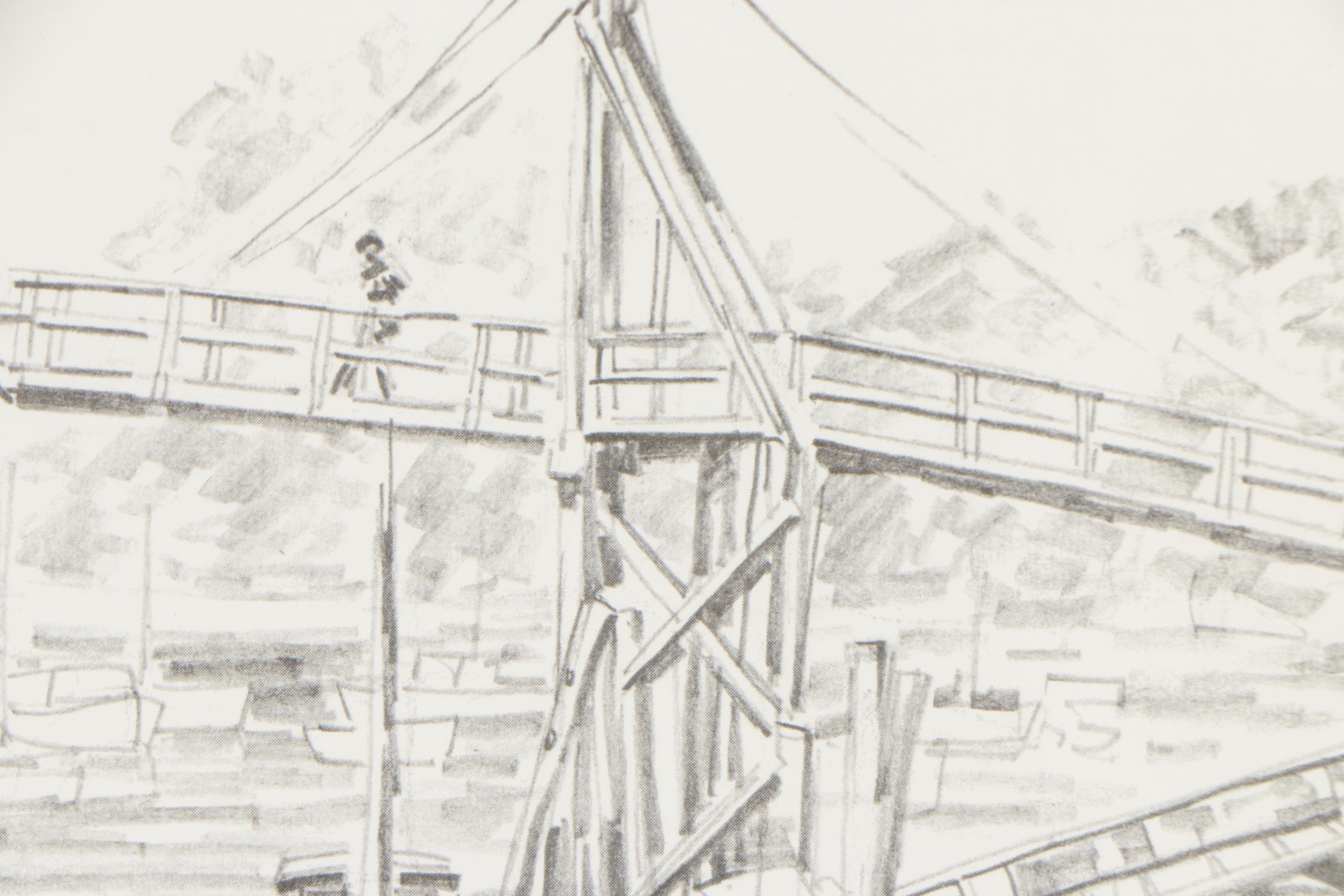 James Francis Murray Offset Lithograph "Perkins Cove Bridge"